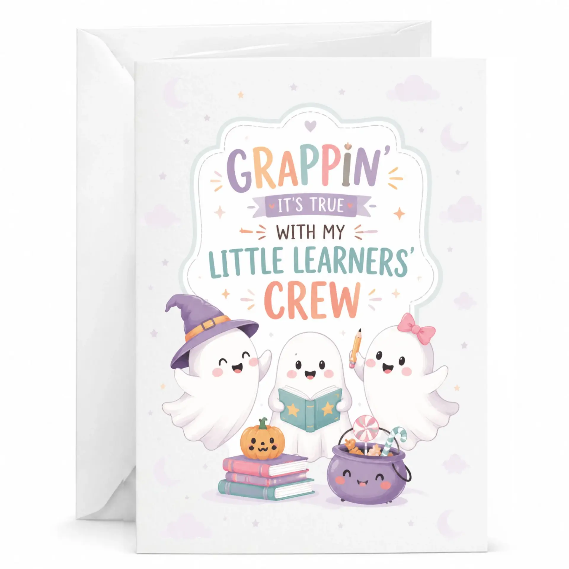 Funny Greeting Card Grappin It's with My Crew Cute Illustration for Seasonal Greetings