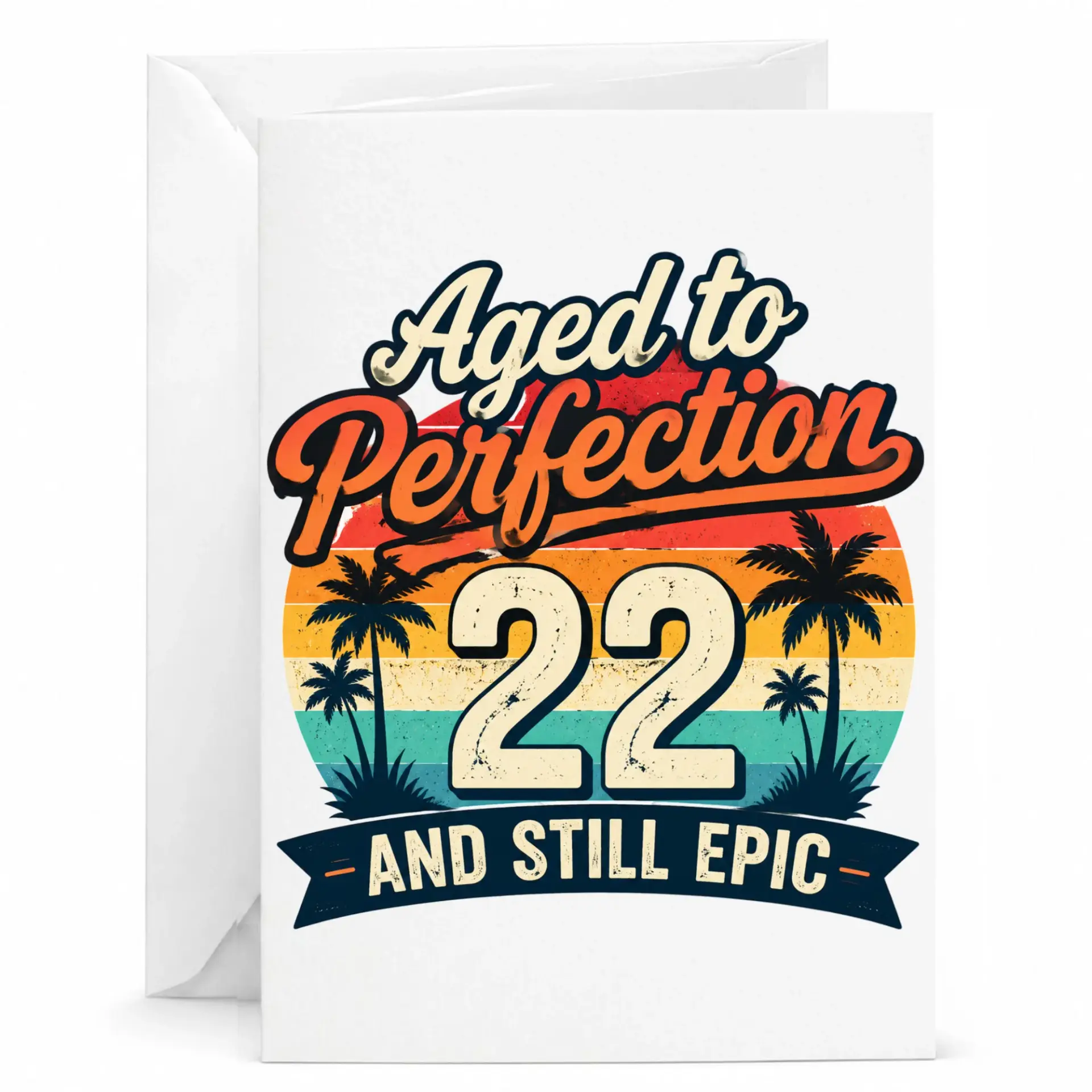 Birthday Card Aged to Perfection 22 and Still Epic Vintage Style Greeting Card for Milestone Celebration