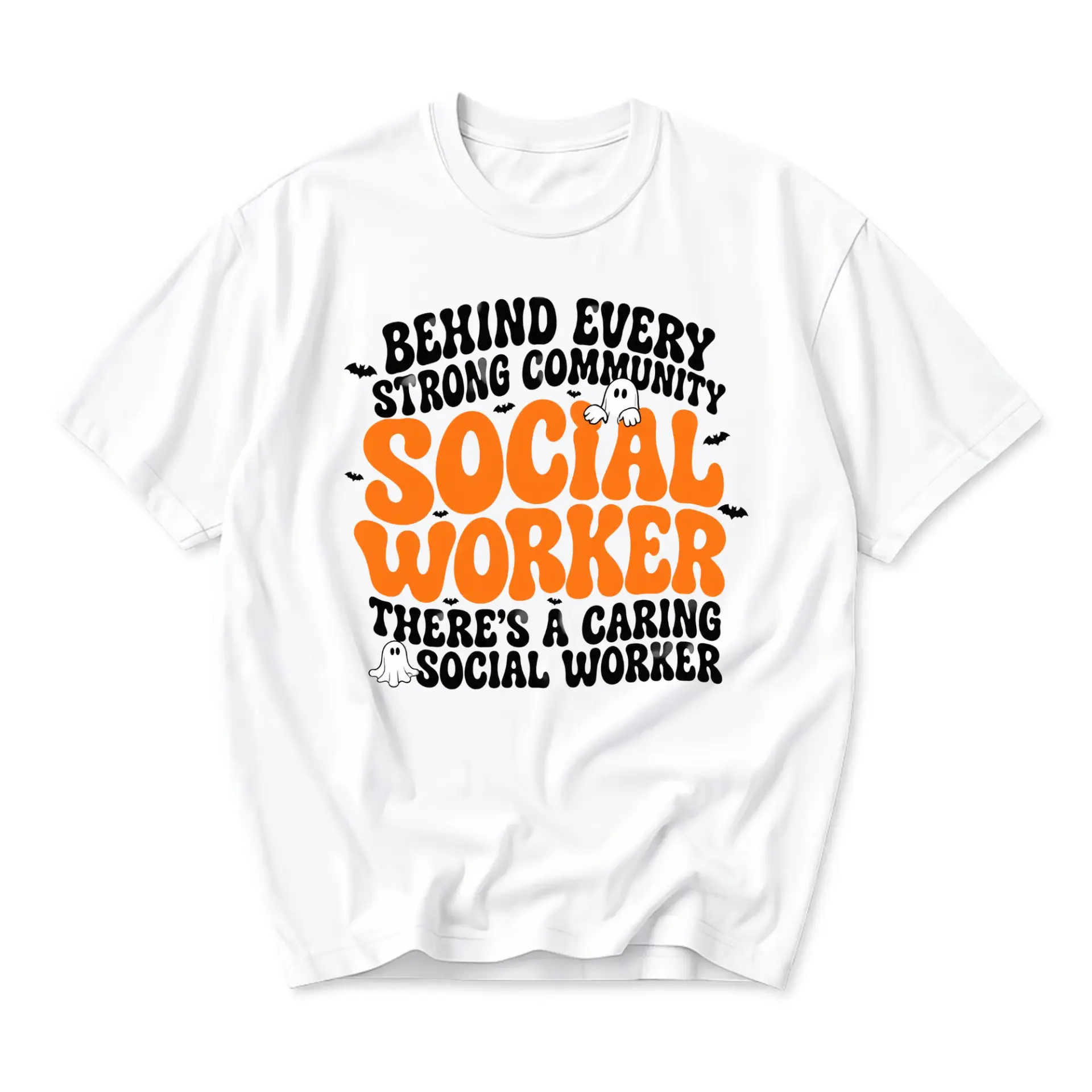 Graphic Tee Social Worker Humor Shirt for Professionals Seasonal Halloween Retro Style Unisex Cotton Crew Neck Top