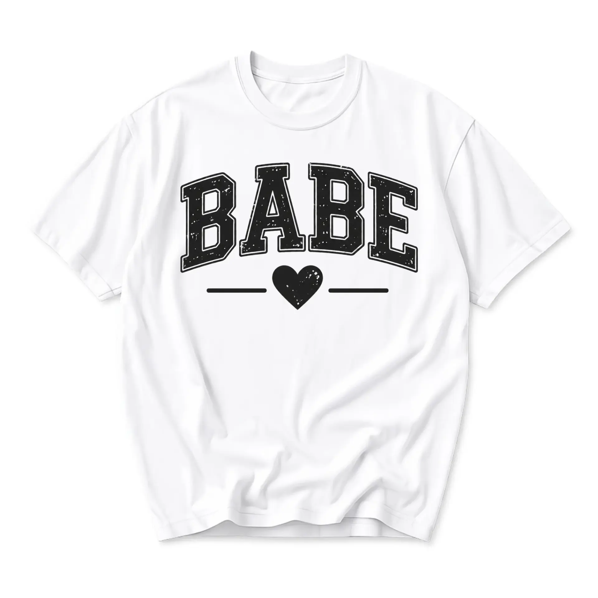 Graphic Tee Heart Print Unisex Crew Neck Shirt Casual Short Sleeve Top for