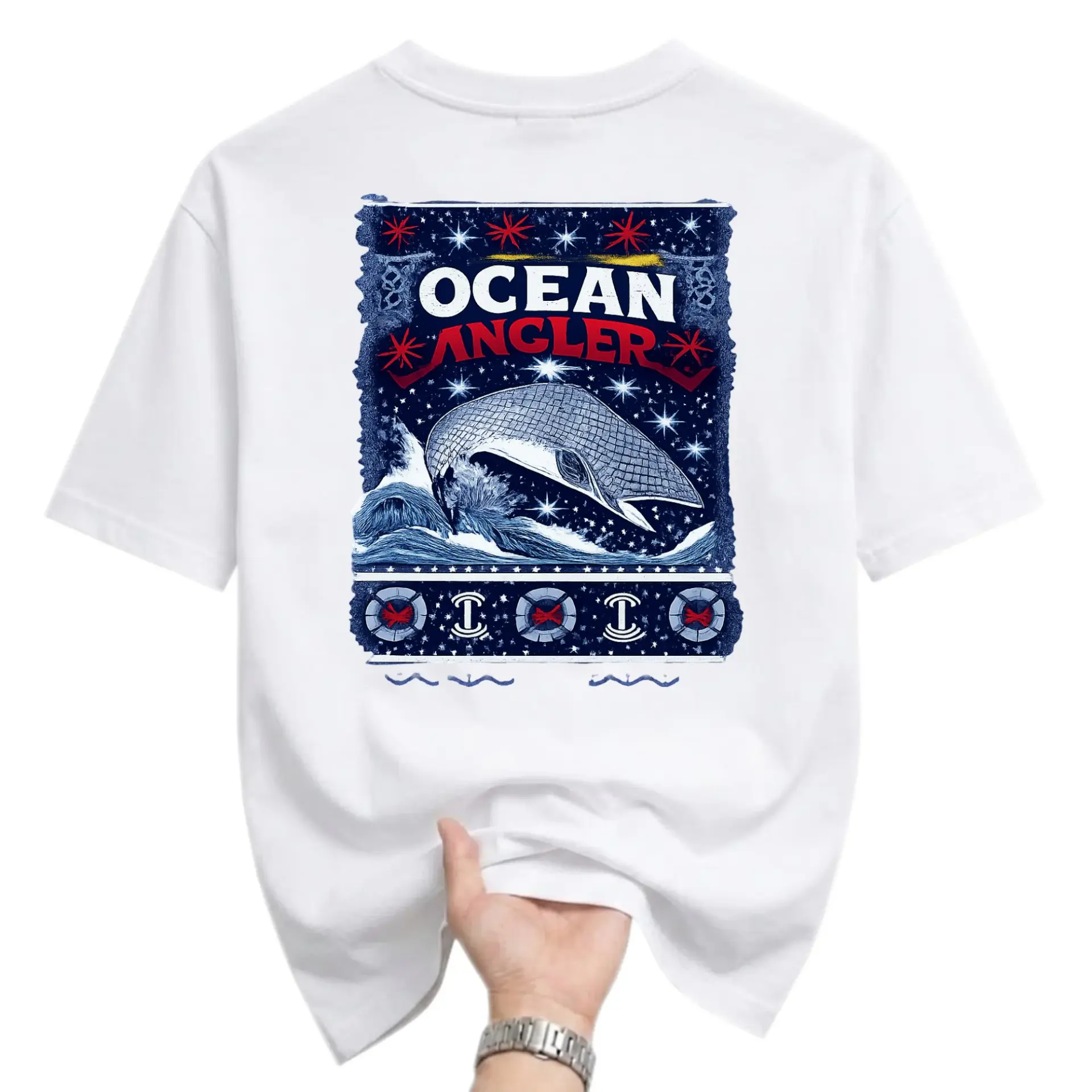 Graphic Tee Ocean Angler Sea Life Apparel Unisex Crew Neck Casual Everyday Shirt for Fishing Enthusiasts to 3xl