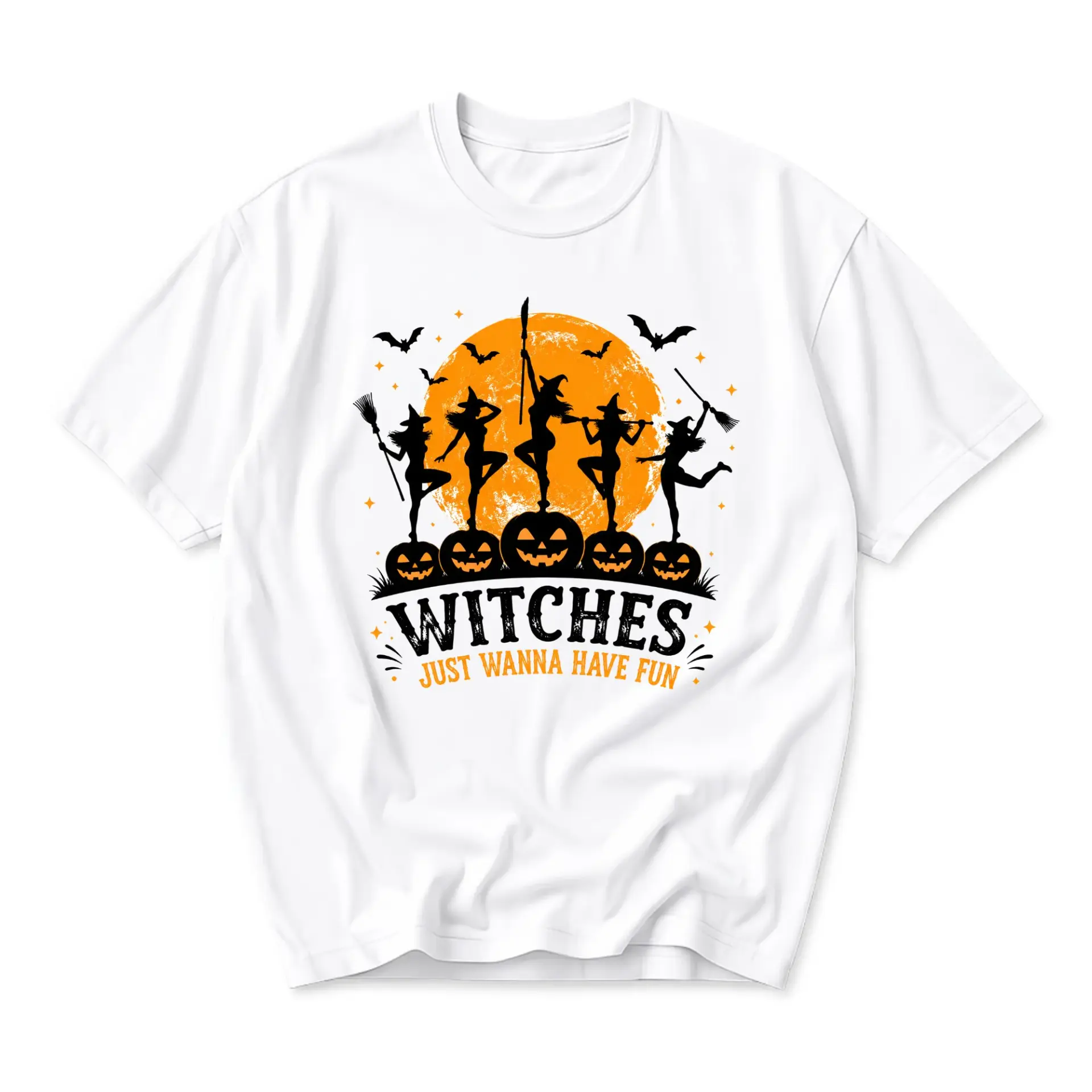 Funny Shirt Witches Just Wanna Have Fun Graphic Tee Unisex Casual Apparel for Halloween Party and Everyday Outfit Wear