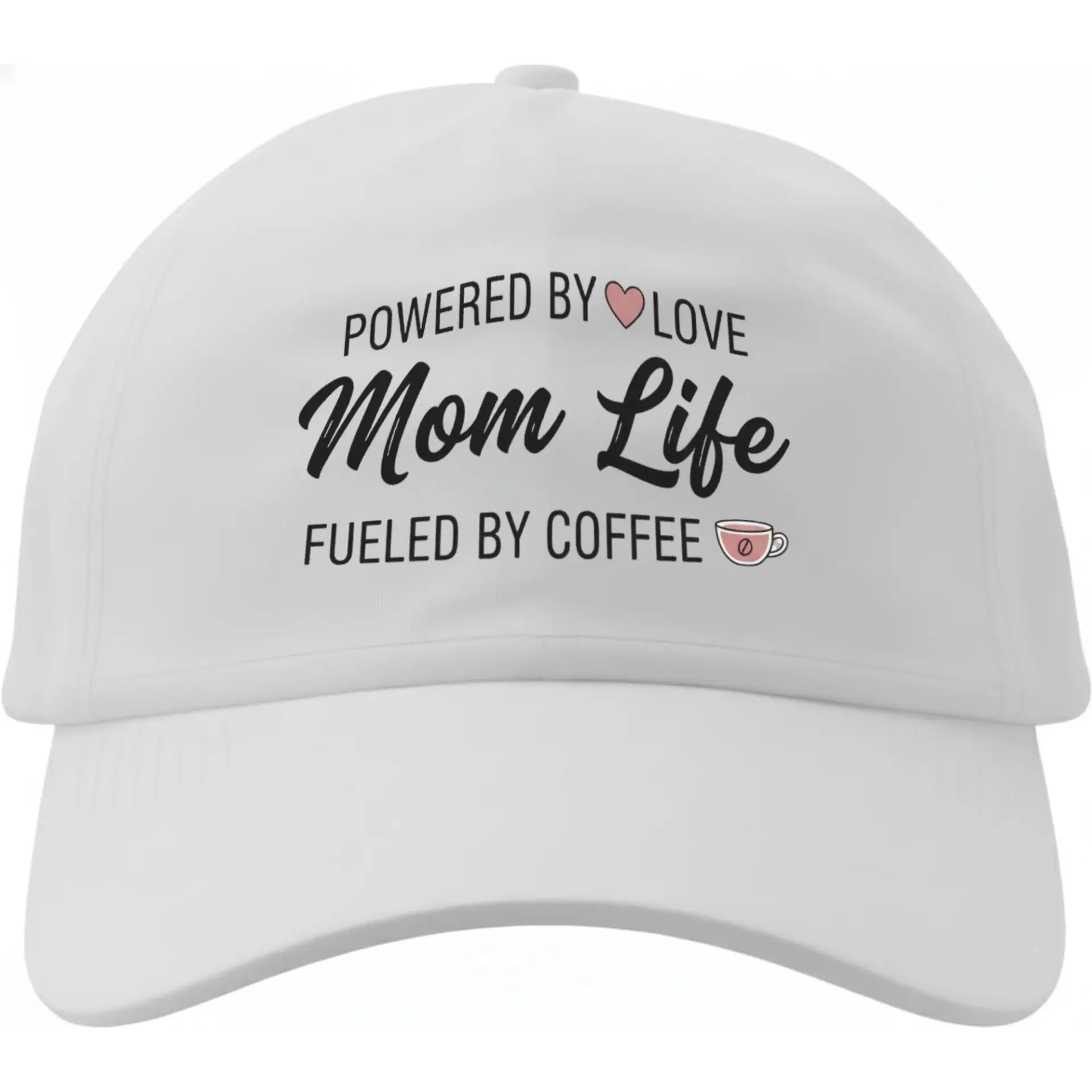 Baseball Cap Mom Life Powered by Love Fueled by Coffee Graphic Print Hat Adjustable Comfortable Cotton Headwear