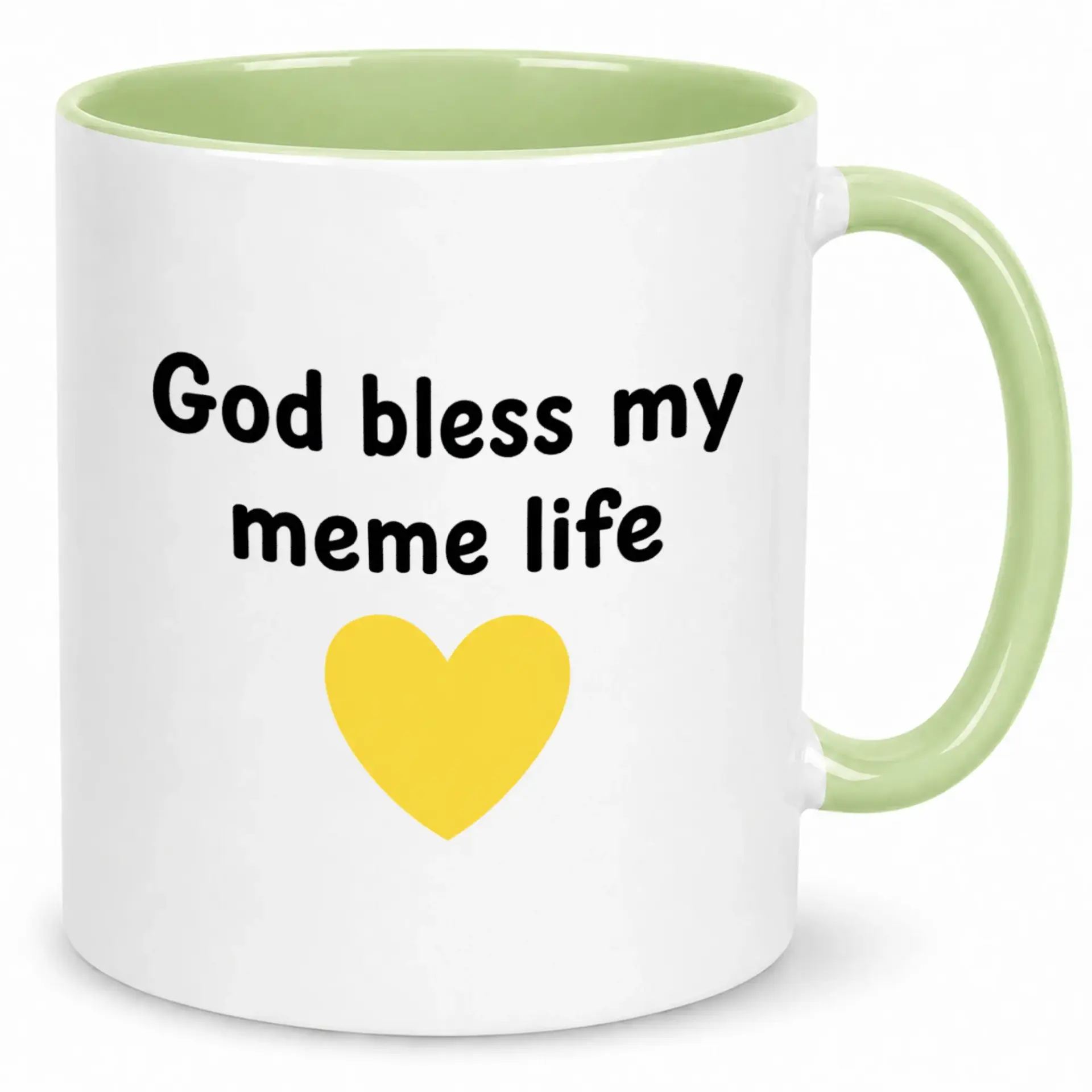 Funny Meme Life Ceramic Coffee Mug with God Bless My Design Internet Humor Drinkware for Home or Office 11oz or 15oz Gift