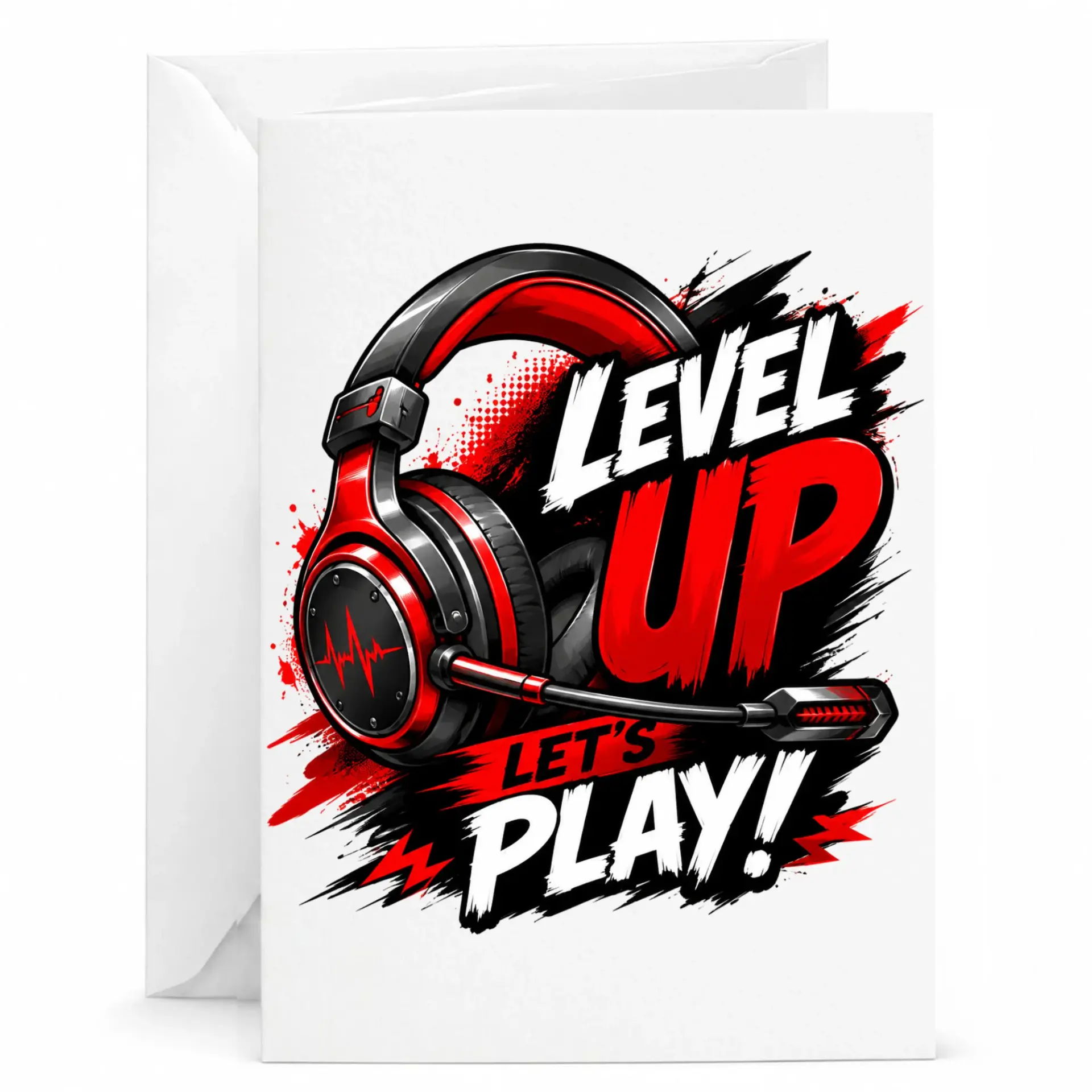 Greeting Card Level up Lets Play Gaming Theme Design for Gamers Birthday Celebration and Enthusiast Occasions