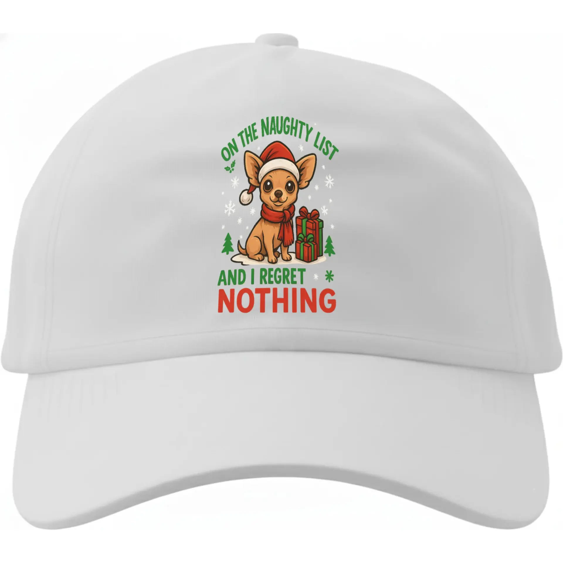 Dad Hat Christmas Puppy Baseball Cap on the Naughty List Graphic Embroidered Cotton Adjustable Sun Hat for Adults