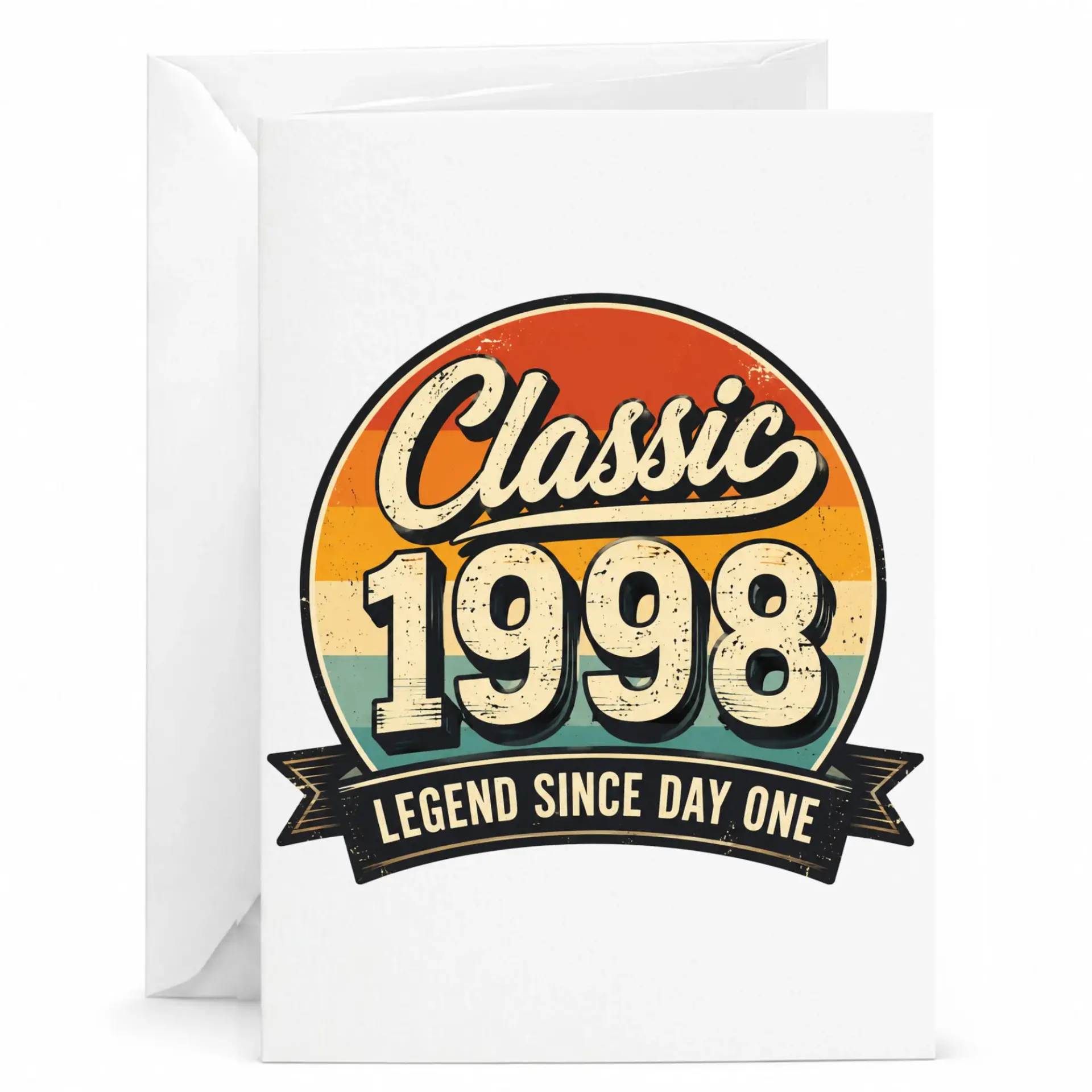 Birthday Card Classic 1998 Legend Since Day One Vintage Style Greeting Card for Milestone Birthday Anniversary Celebration