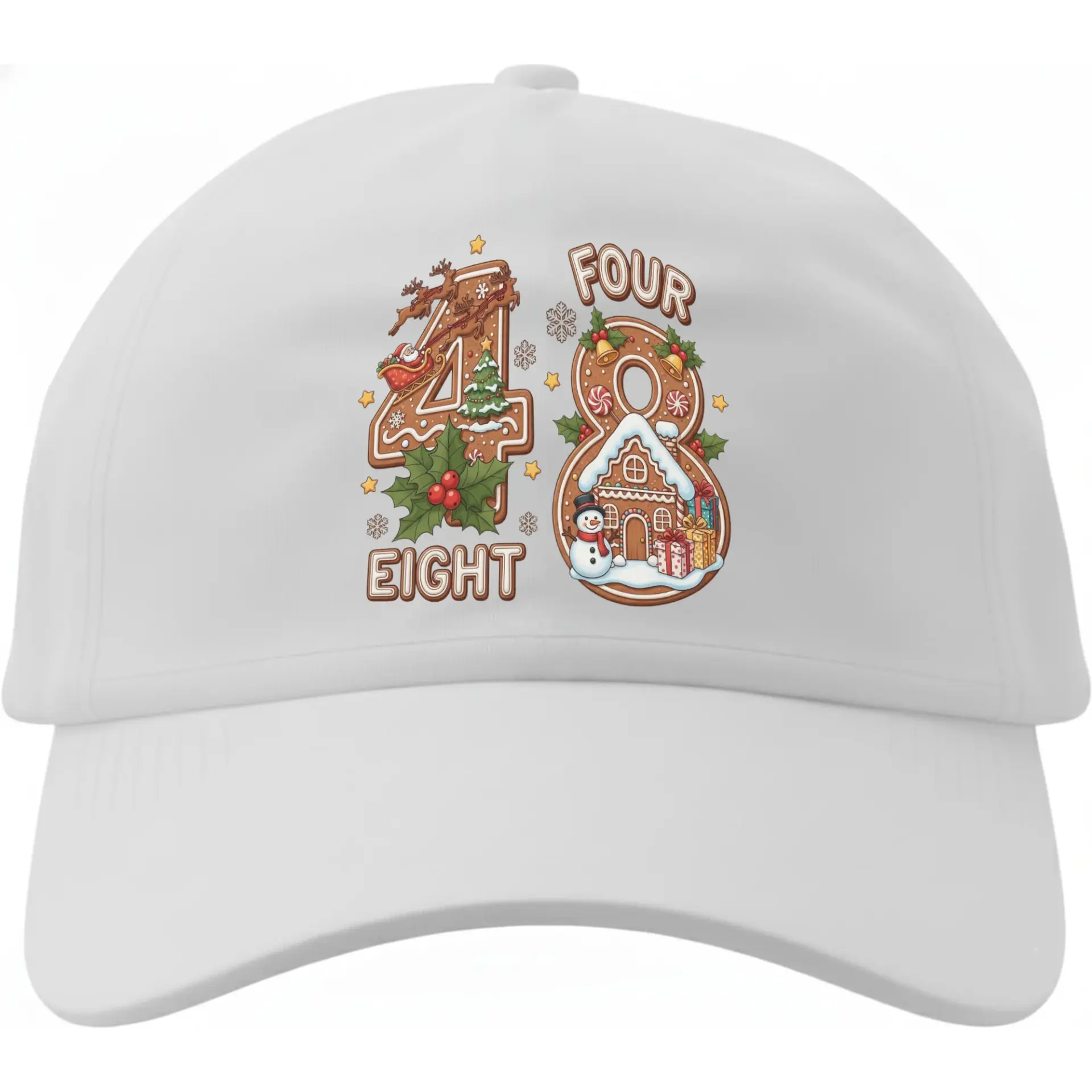 Baseball Cap Forty Eight Gingerbread Theme Festive Holiday Graphic Design Comfortable Cotton Adjustable Hat for Adults