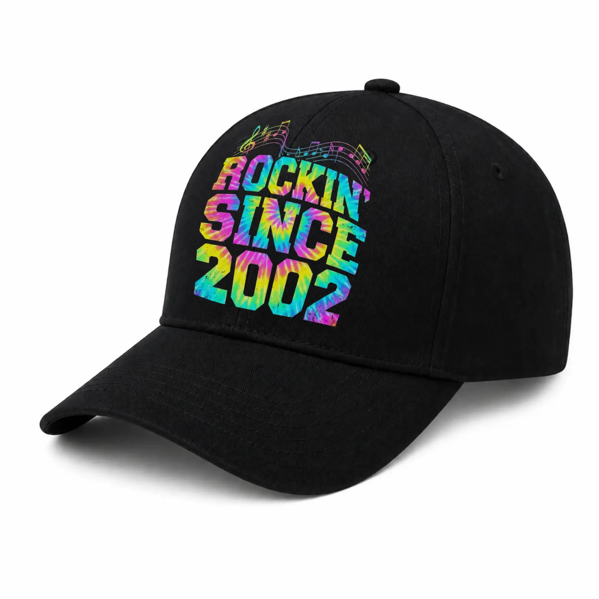 Baseball Cap Rockin Since 2002 Tie Dye Music Themed Embroidered Dad Hat