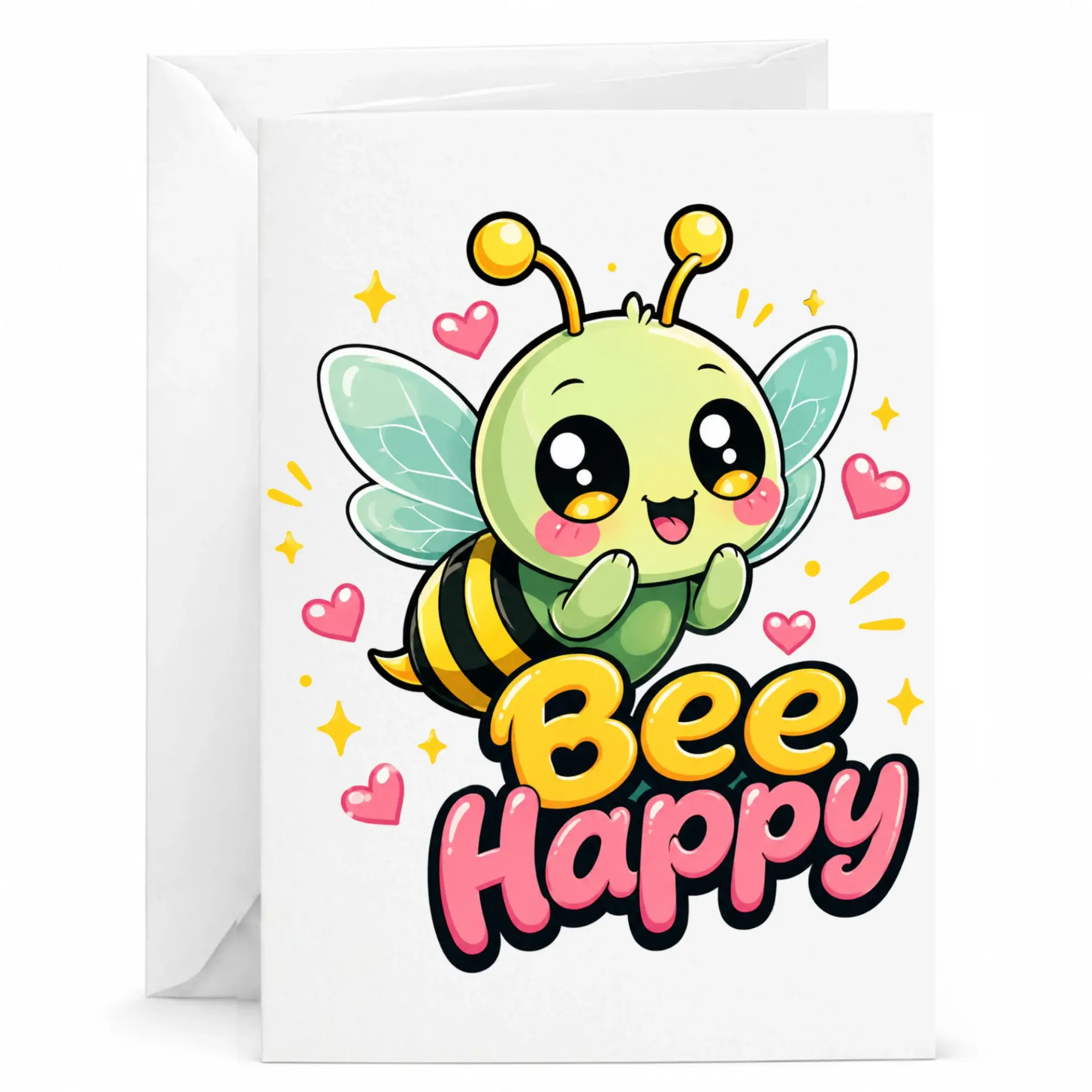 Greeting Card Cute Bumblebee Illustration Printed Note for Birthday Anniversary or