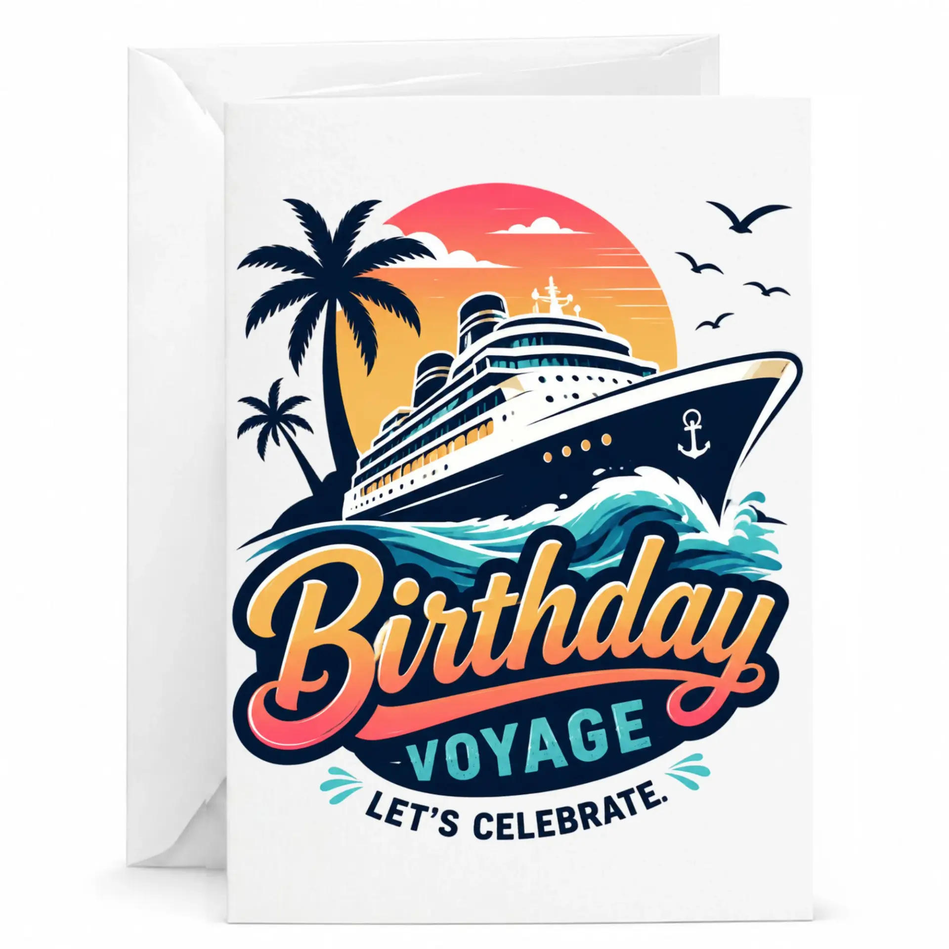 Birthday Card Birthday Voyage Let's Celebrate Cruise Ship Greeting Card for Travel Lovers and Vacation Enthusiasts