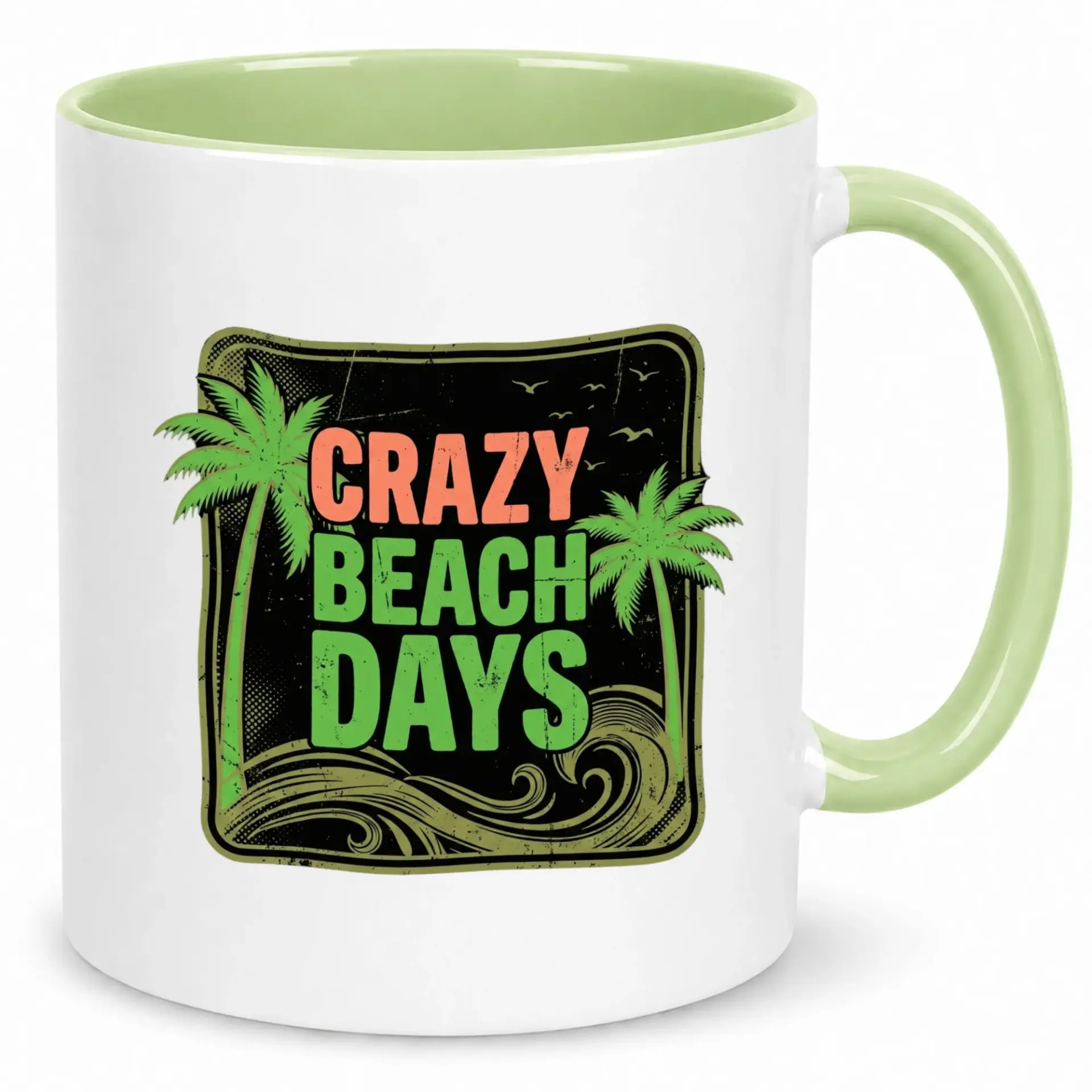 Crazy Beach Days Funny Ceramic Coffee Mug Tropical Palm Tree Summer Vacation Drinkware Gift