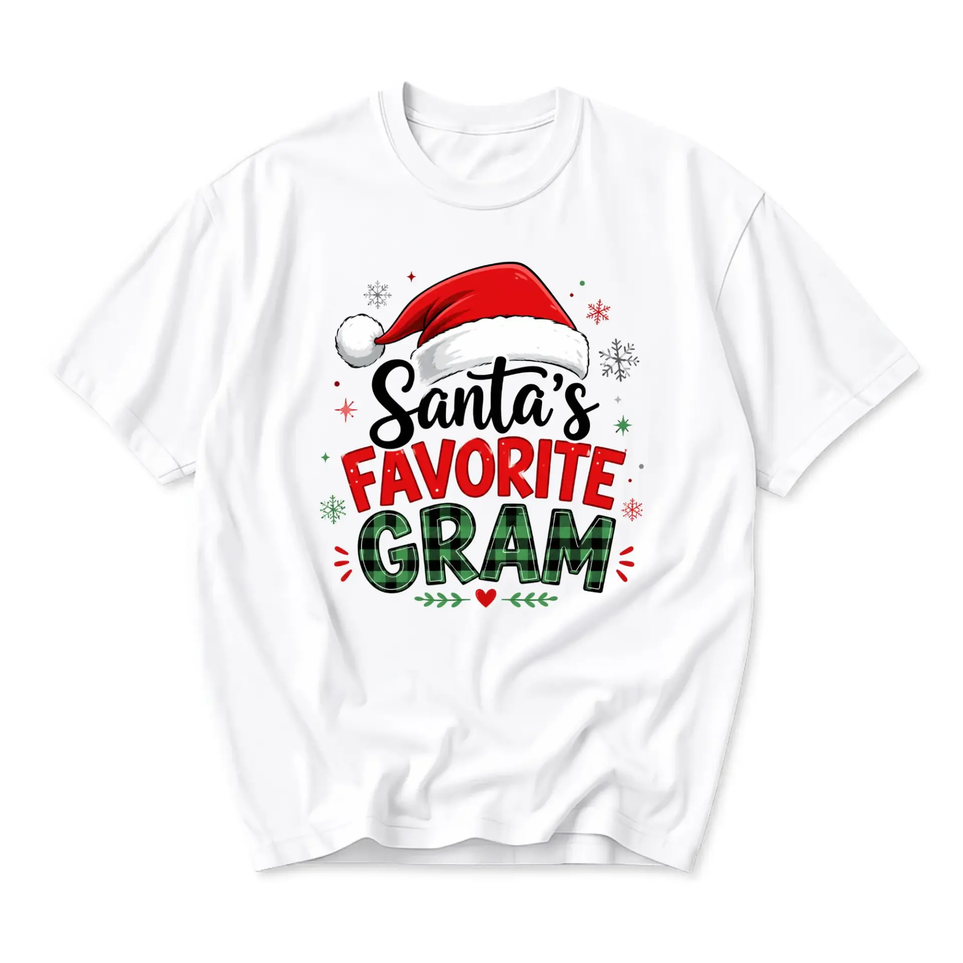 Funny Shirt Santa's Favorite Gram Christmas Graphic Tee Unisex Crew Neck Holiday Apparel for Seasonal Celebration