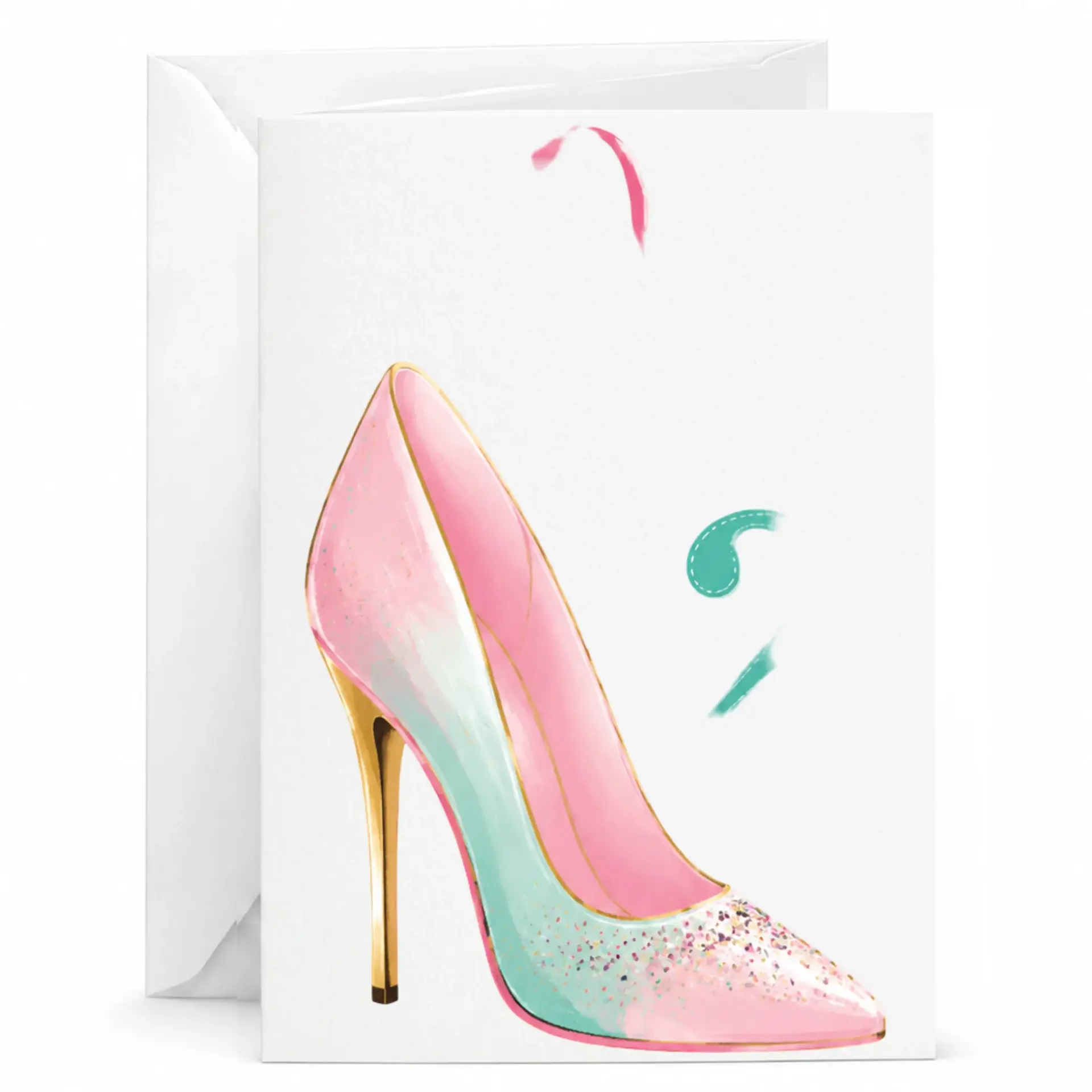 Elegant High Heel Fashion Greeting Card with Matching Envelope for Birthday Anniversary and Celebration Events