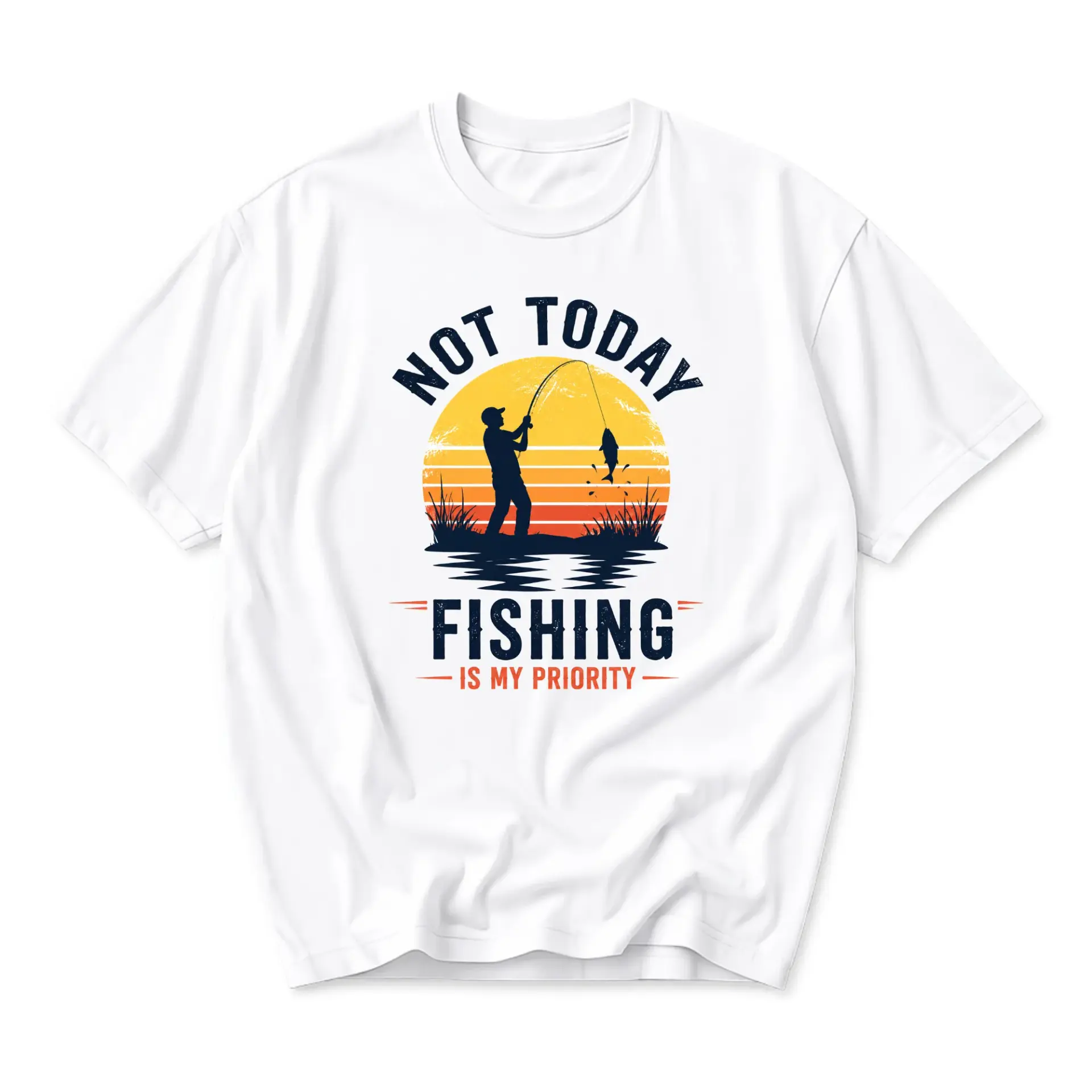 Funny Shirt Not Today Fishing Is My Priority Graphic Tee Unisex Crew Neck
