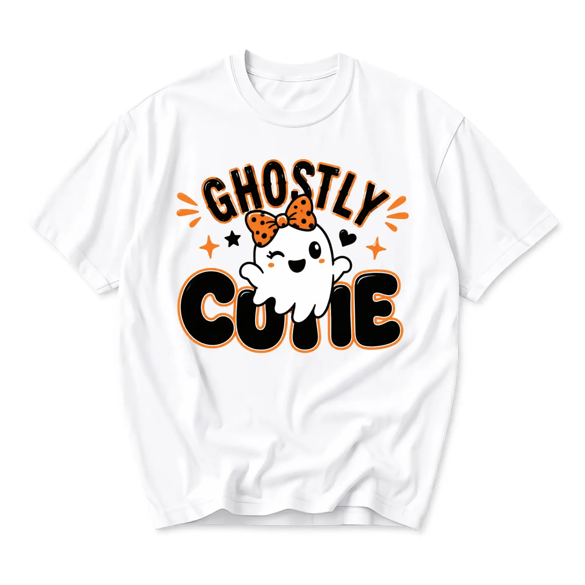 Graphic Tee Ghostly Cutie Halloween Spooky Season Unisex Crew Neck T-Shirt Soft Breathable Casual Everyday Apparel