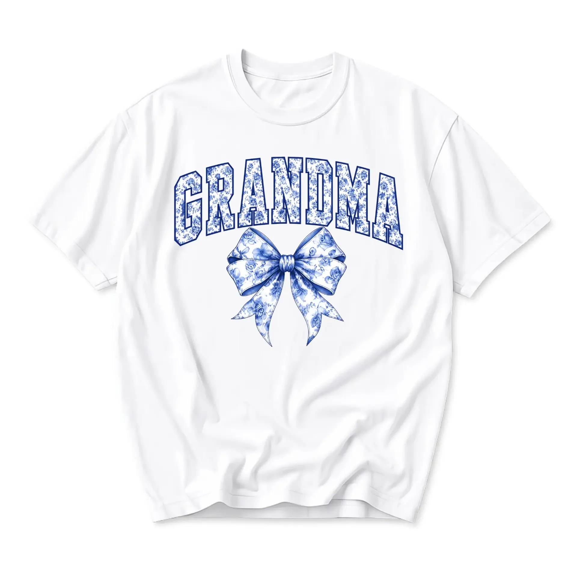 Graphic Tee Grandma Floral Bow Print Unisex Crew Neck Shirt for Everyday Casual Wear and Thoughtful Gift Giving