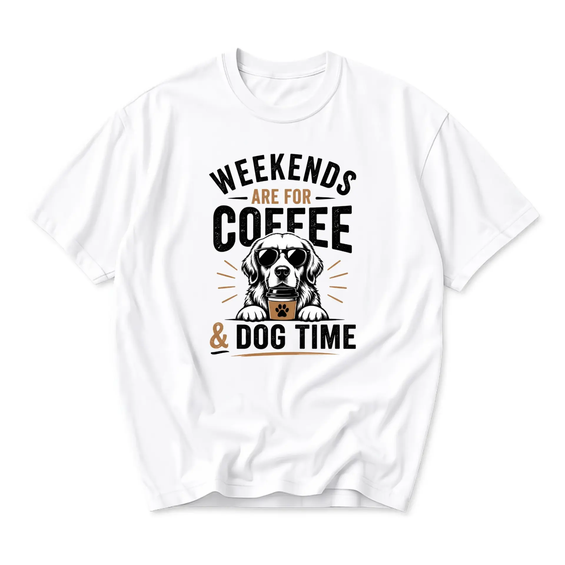 Graphic Tee Weekends Are for Coffee and Dog Time Cute Lover Short Sleeve