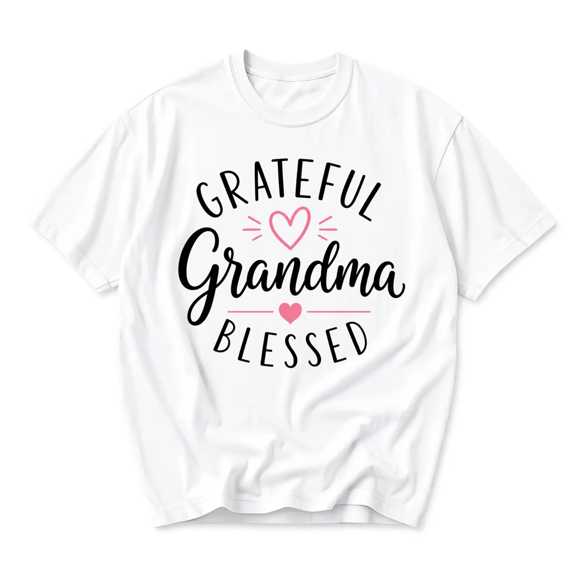 Graphic Tee Grateful Grandma Blessed Heart Design Unisex Casual Short