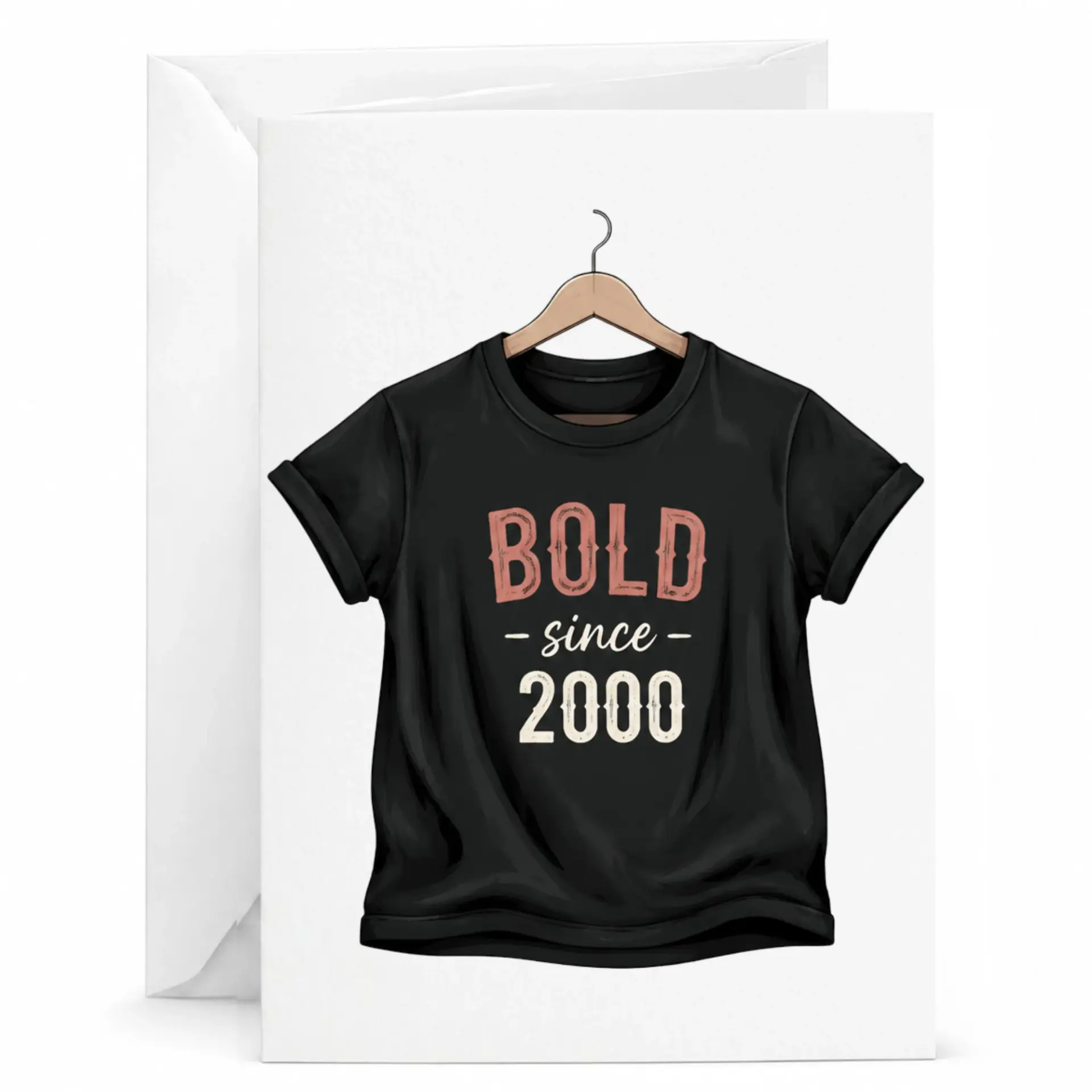 Birthday Card Bold Since 2000 Apparel Design Greeting Card for Milestone Celebration with Matching White Envelope Included