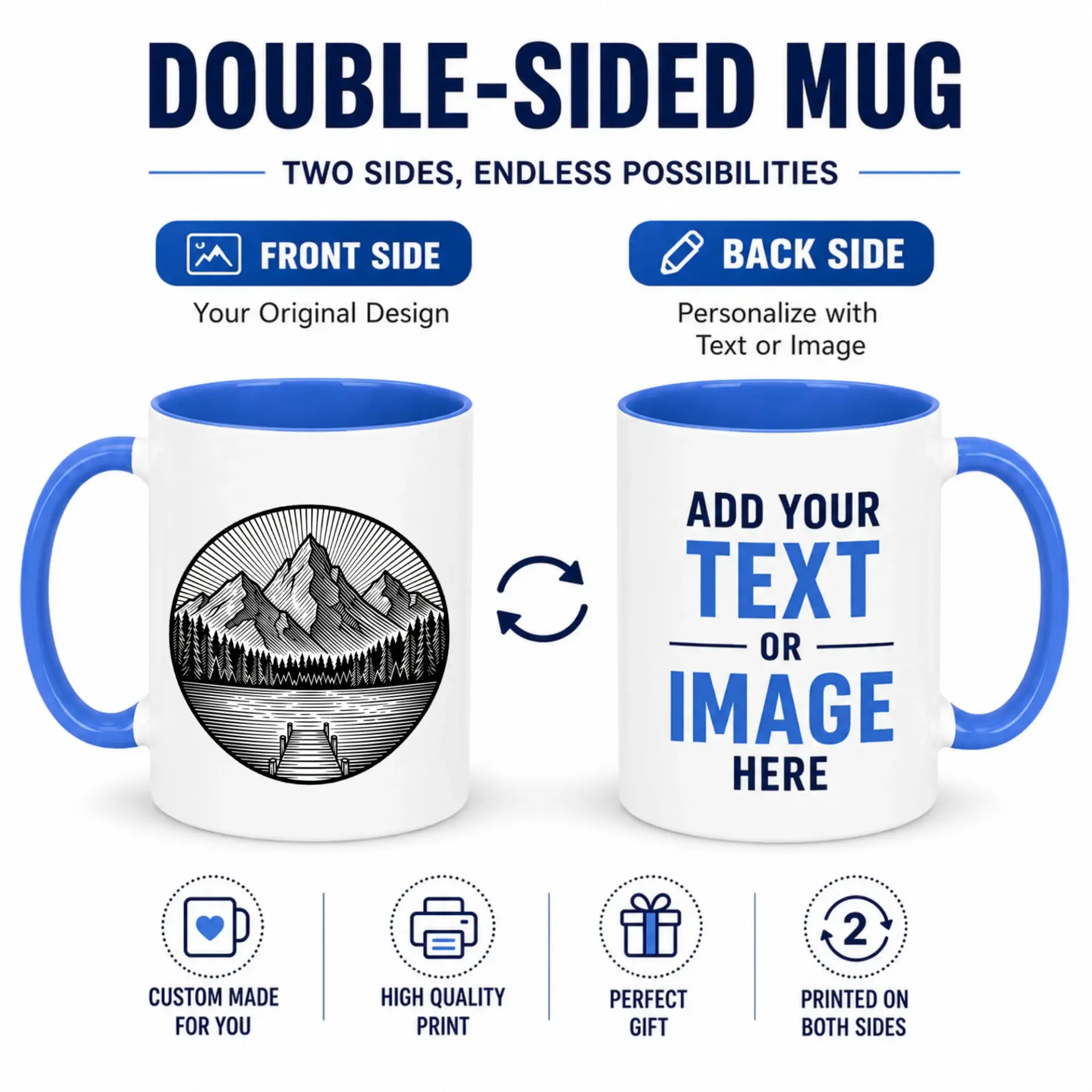 Ceramic Coffee Mug with Rustic Mountain Lake and Forest Dock Scene, Vintage Style Nature Landscape Drinkware for Home or Office