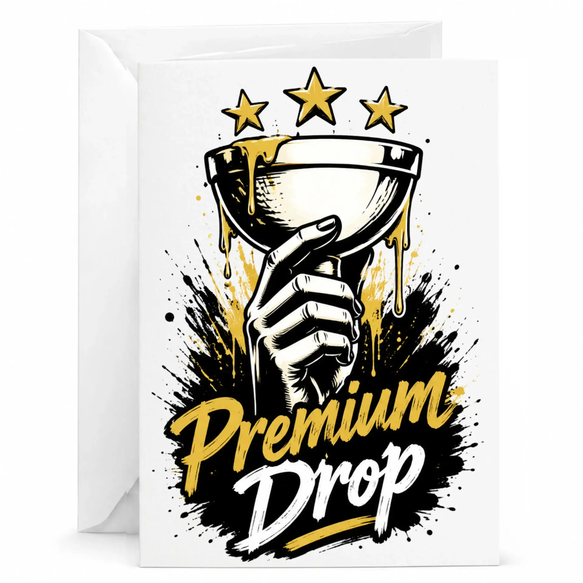Greeting Card Featuring Premium Drop Trophy Design for Special Achievements and Celebratory Moments with White Envelope