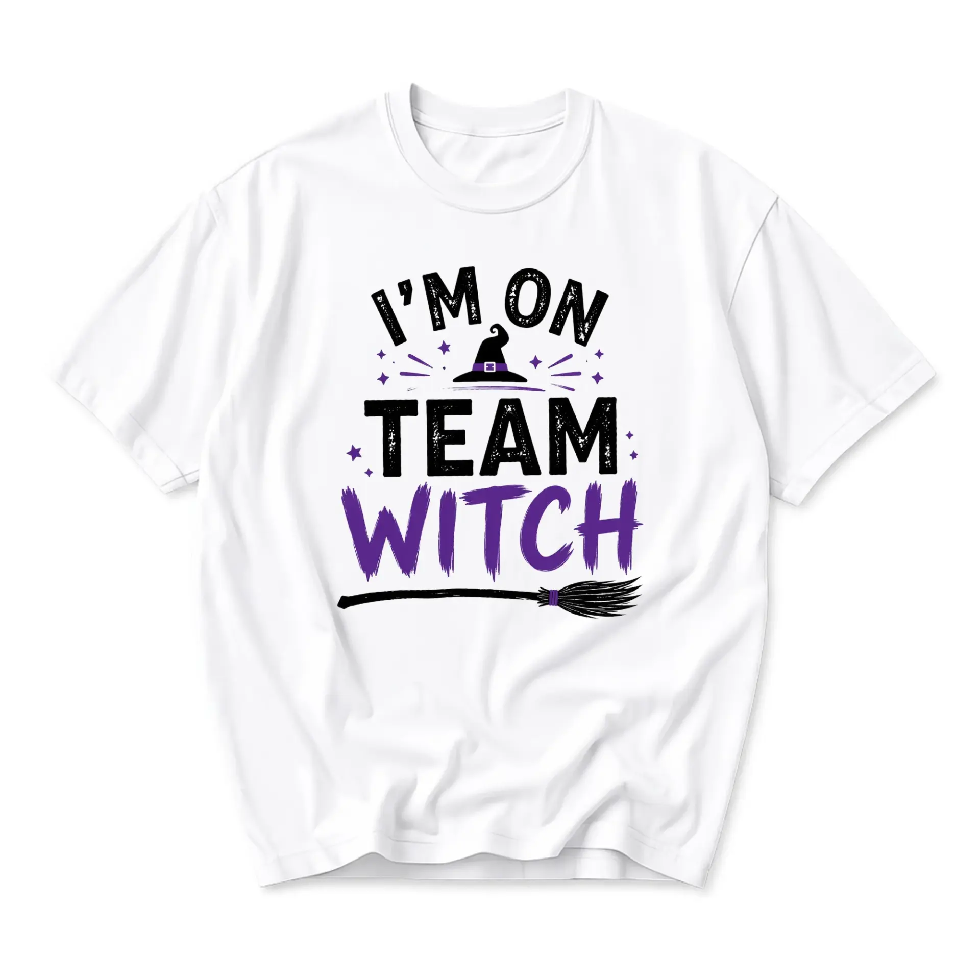 Funny Shirt Team Witch Graphic Tee Unisex Casual Apparel for Halloween Season Everyday Wear Comfortable Crew Neck Top