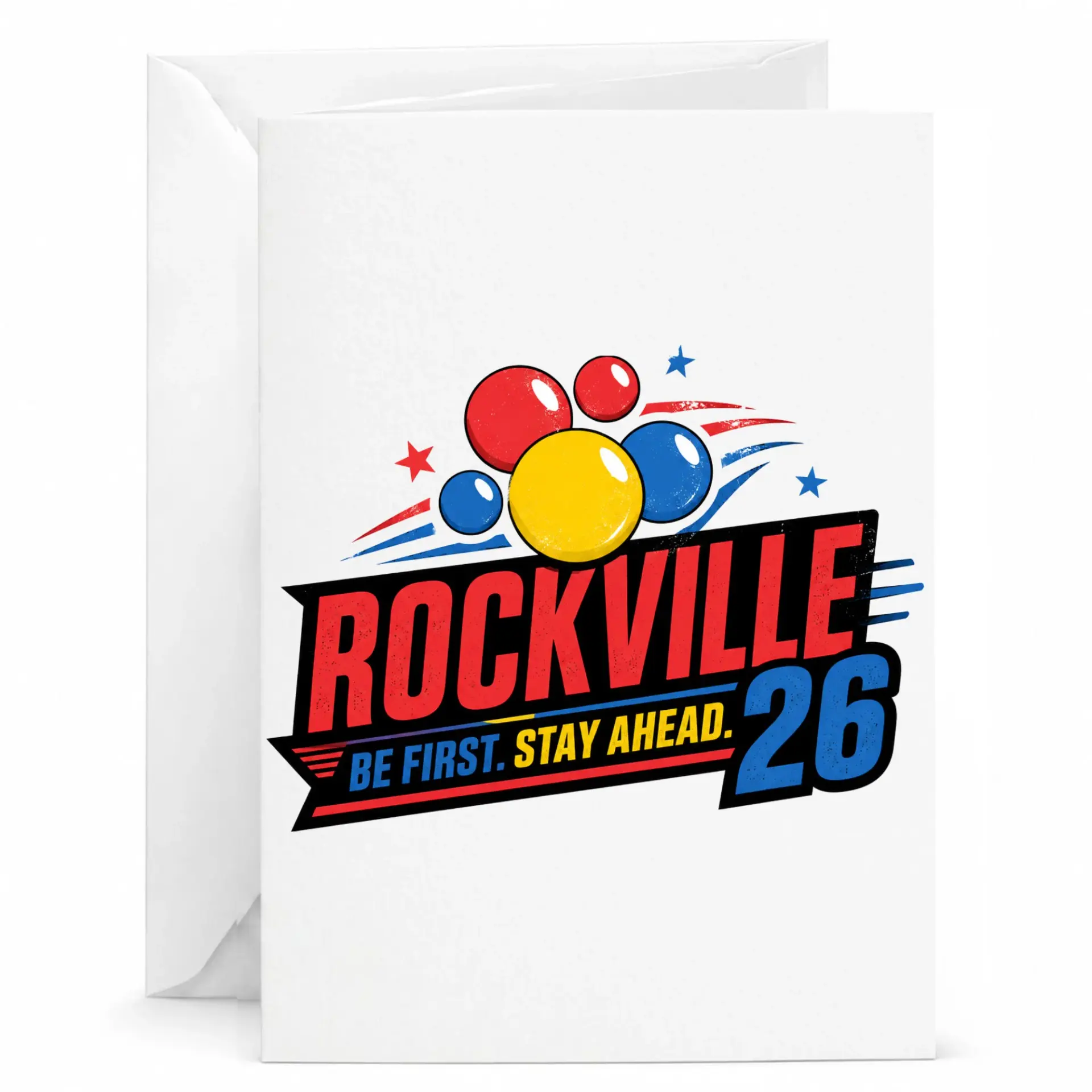 Greeting Card Rockville 26 Be First Stay Ahead Motivational Sports Style Design Printed Note with White Envelope