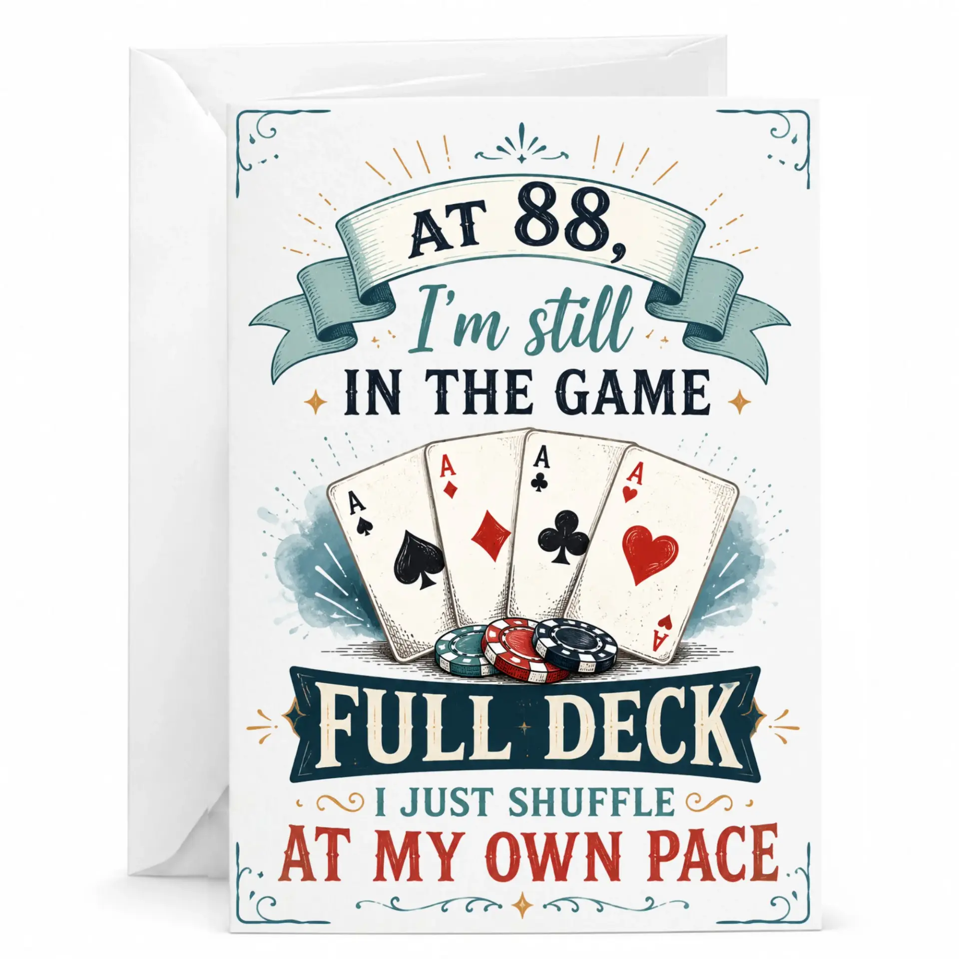 Birthday Card for 88 Year Old at 88 I Am Still Funny Playing Design Greeting with Envelope