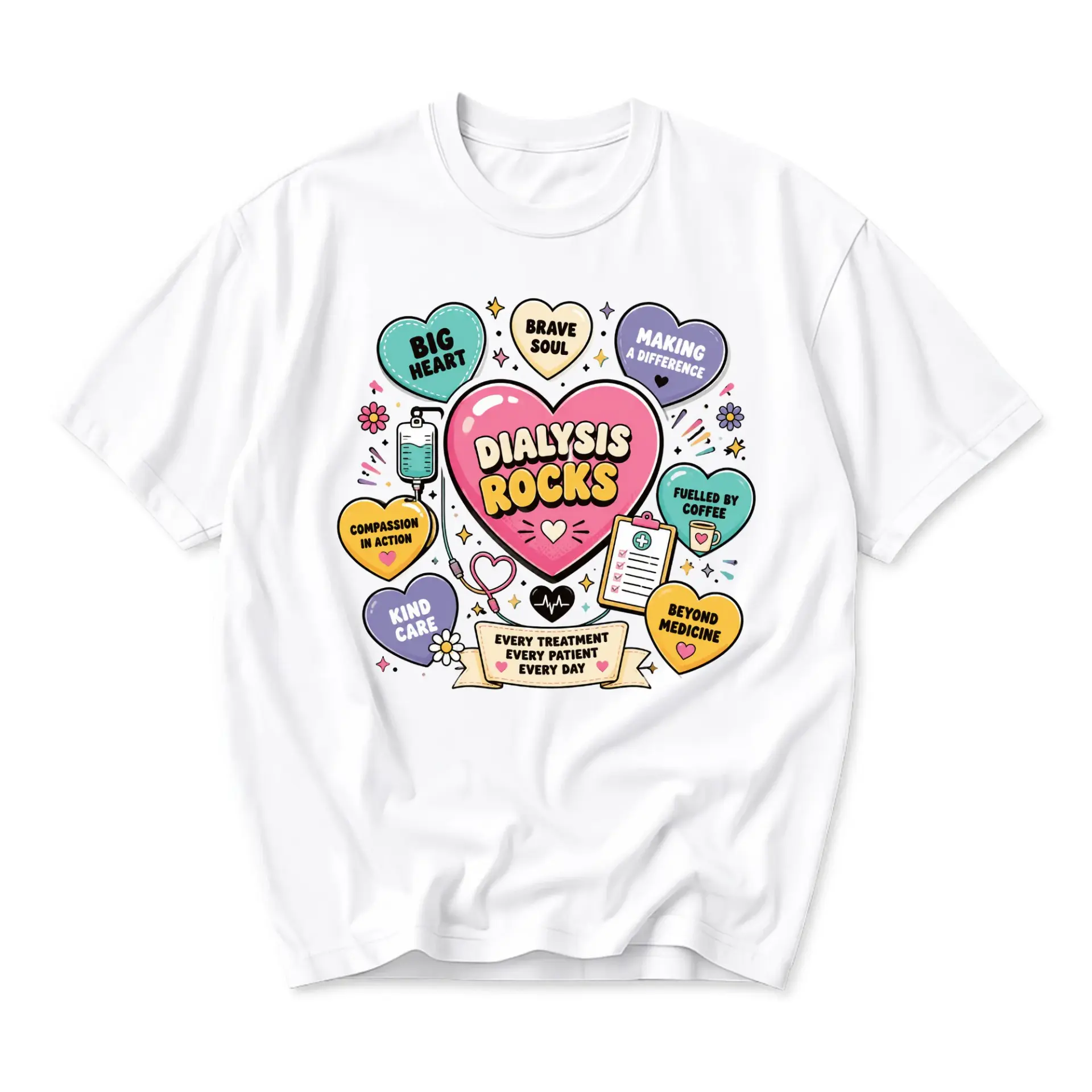 Graphic Tee Dialysis Rocks Heart Design Medical Professional Unisex Crew Neck Cotton Blend Soft Everyday Shirt