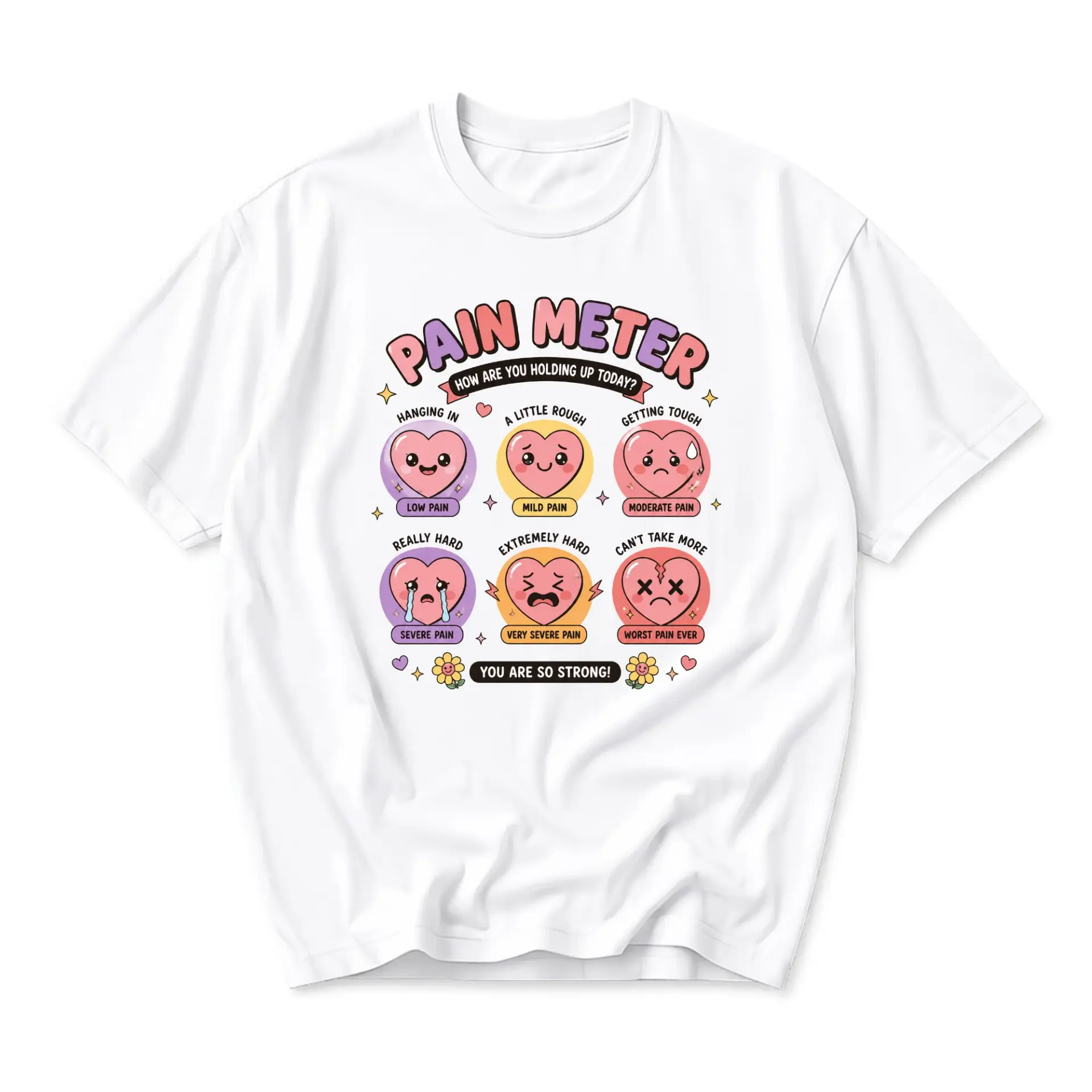 Funny Shirt Pain Meter Graphic Tee Unisex Casual Crew Neck Comfortable Cotton Blend Everyday Top for Self Expression