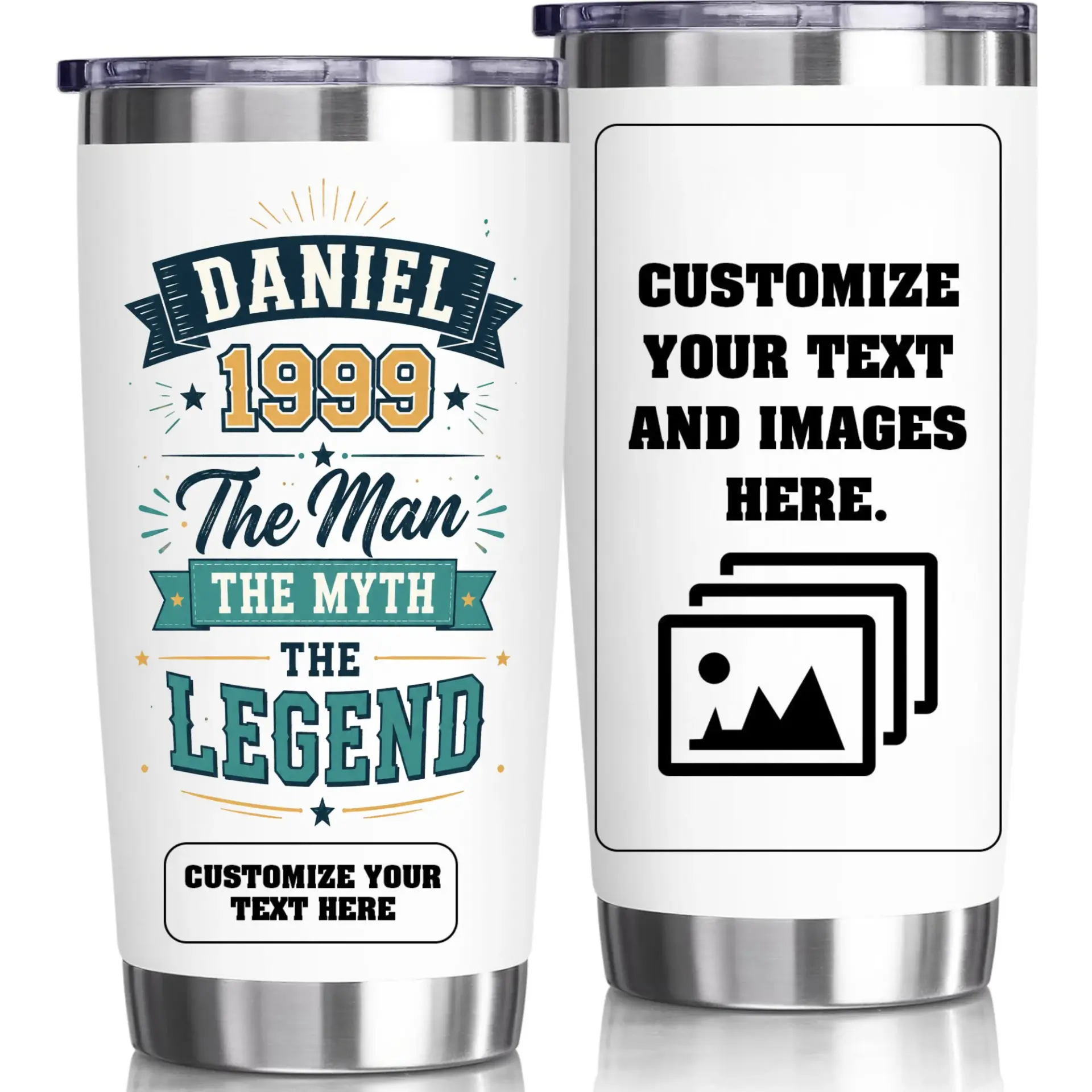 Stainless Steel Tumbler 20oz Personalized Birthday Gift the Man the Myth the Legend Insulated Coffee Travel Mug