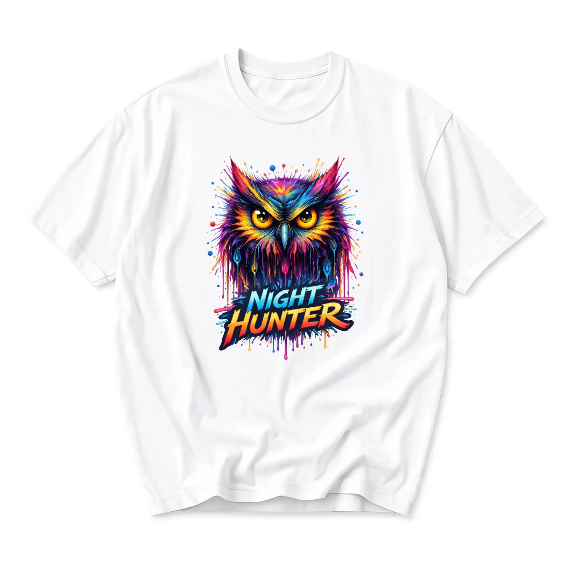 Graphic Tee Night Hunter Owl Artistic Print Unisex Crew Neck Shirt Comfortable Casual Wear Everyday Cotton Top