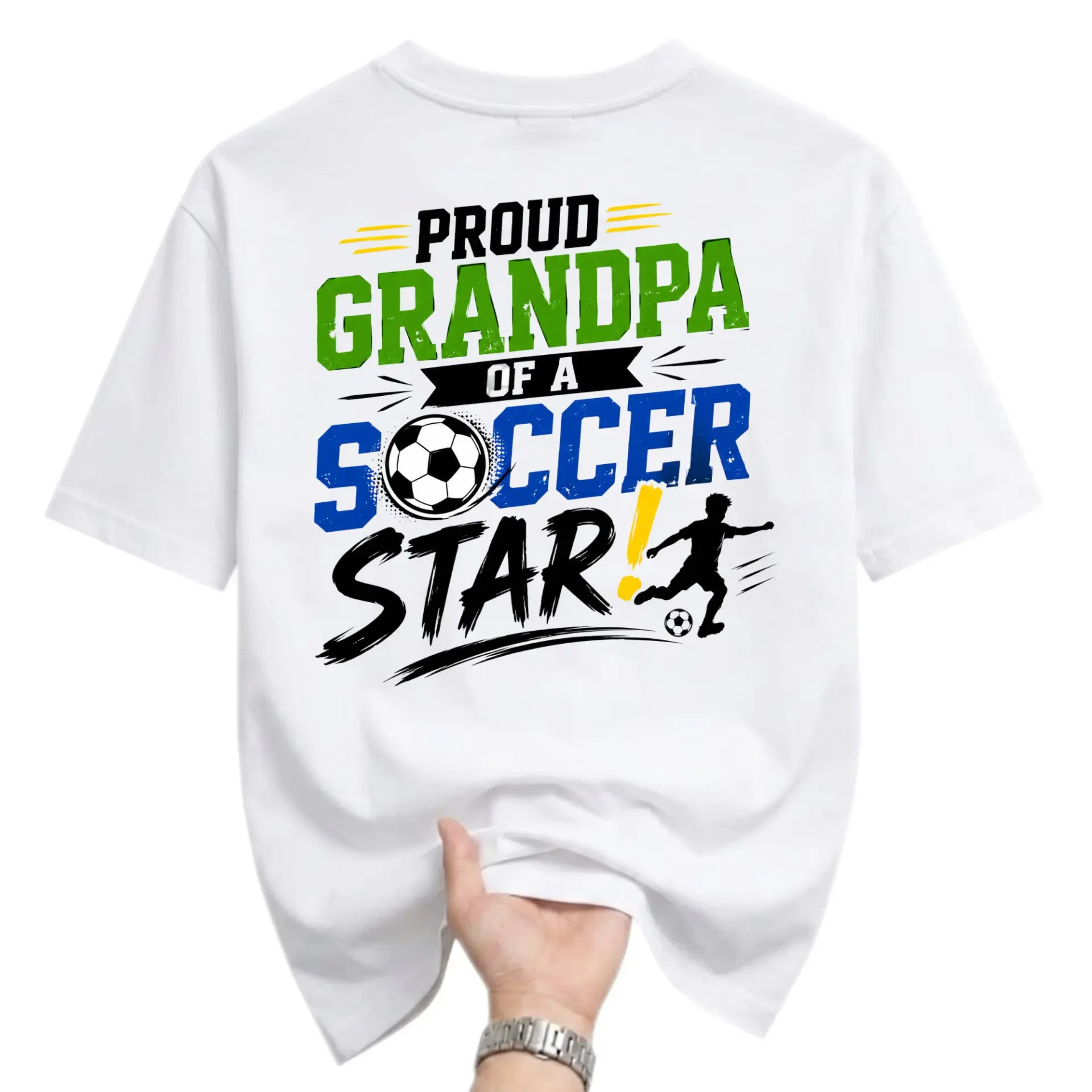 Graphic Tee Proud Grandpa of a Soccer Star Unisex Casual Crew Neck T-Shirt Sporty Gift for Grandfathers