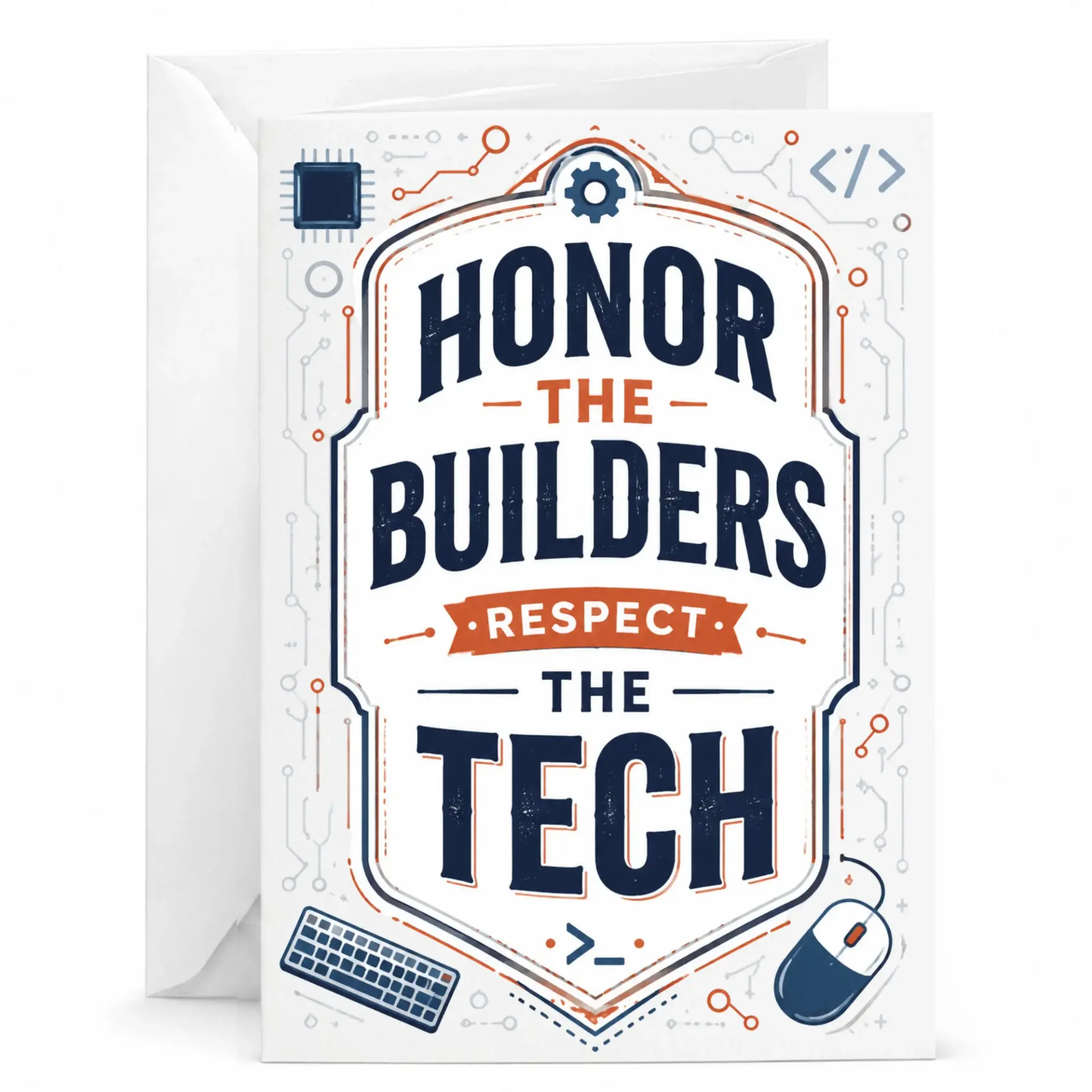 Greeting Card Honor the Builders Respect the Tech Programmer Gift Idea Software Engineer Coding Appreciation Stationery