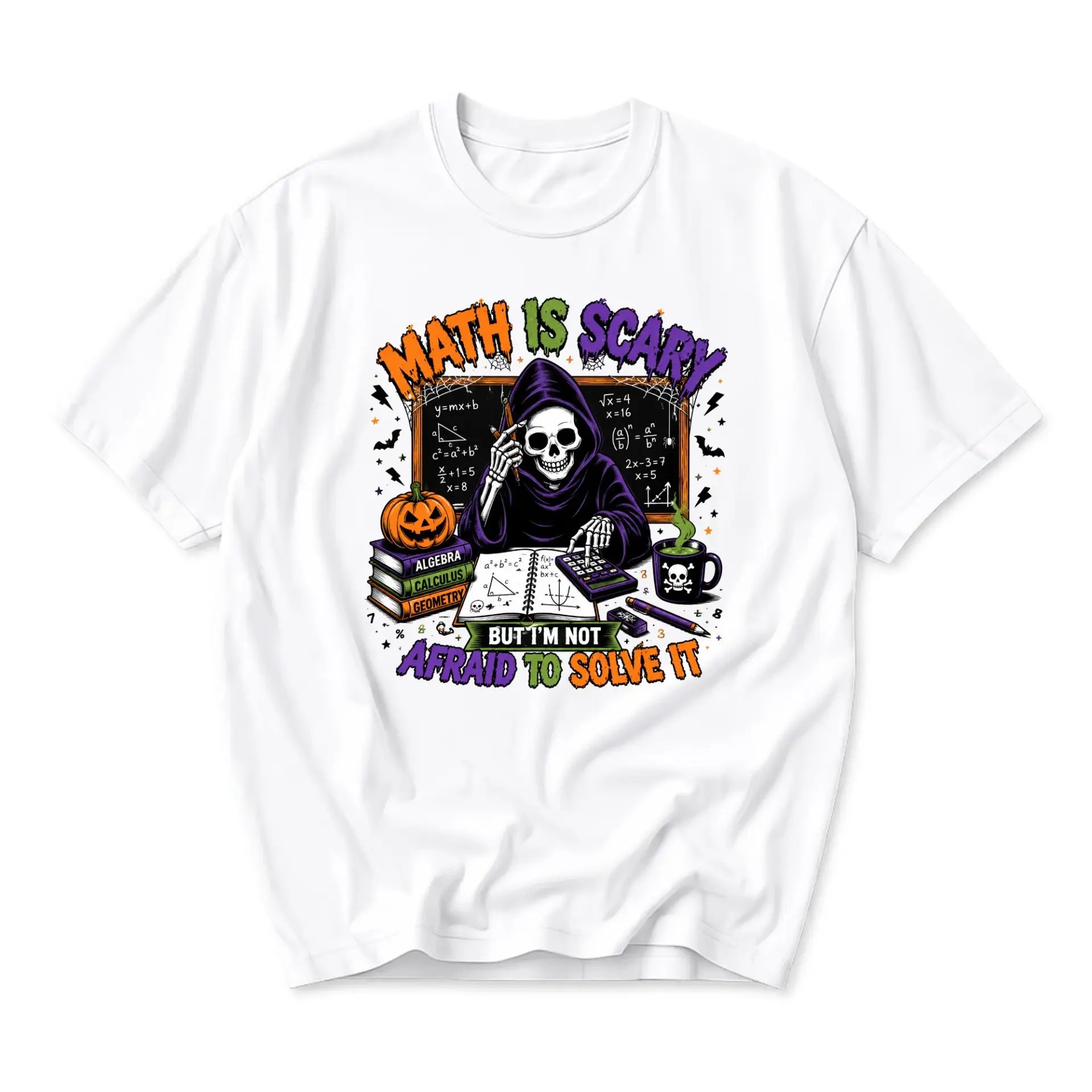 Funny Shirt Math Is Scary but I Am Not Afraid to Solve It Graphic Tee Unisex Crew Neck Casual Cotton Blend Top