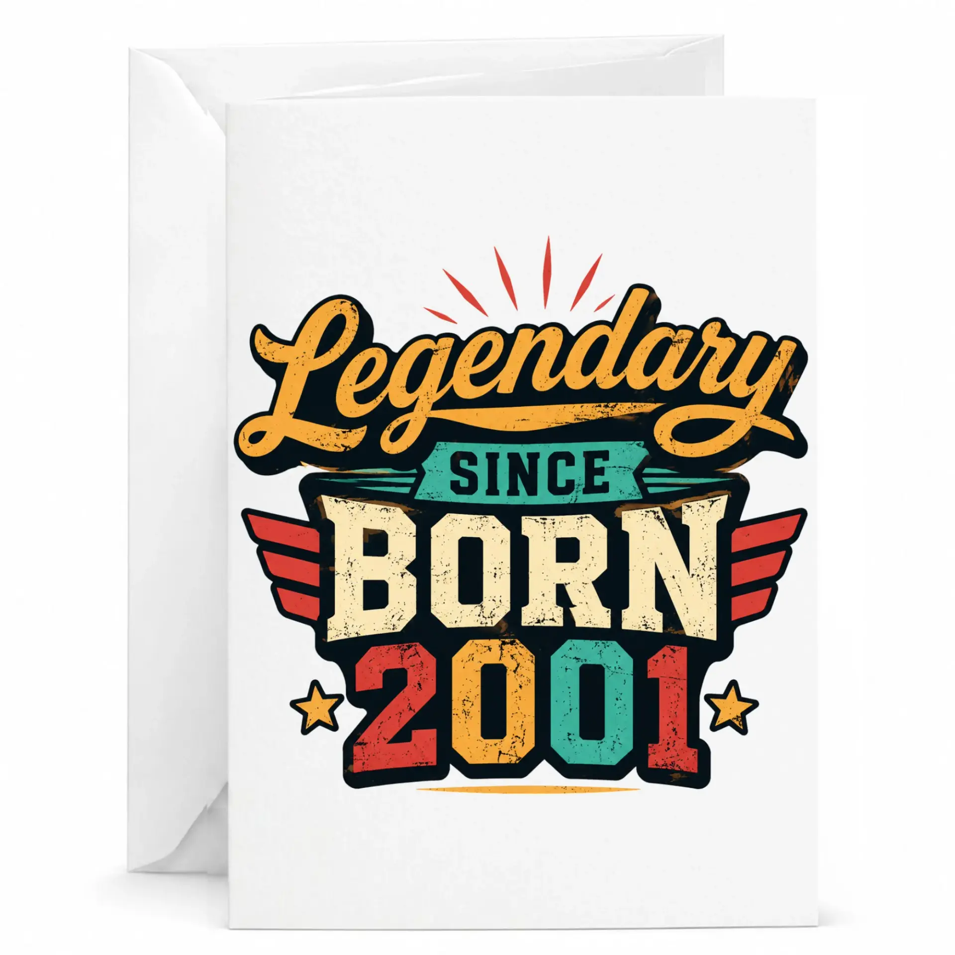Greeting Card Legendary Since Born 2001 Vintage Style Birthday Celebration Keepsake for Milestone Birthdays