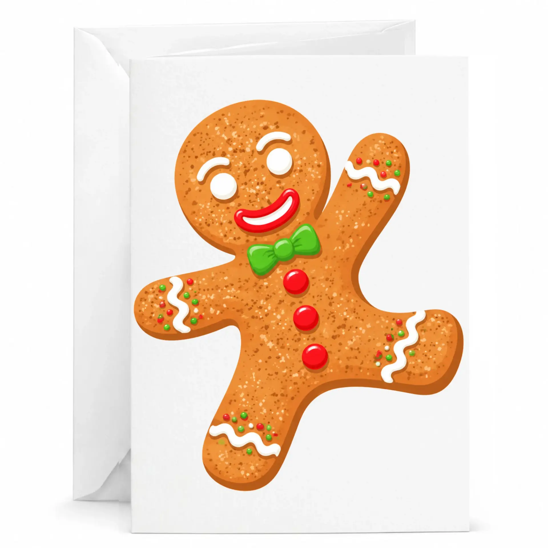 Holiday Greeting Card Featuring Cheerful Gingerbread Man Illustration for Seasonal Celebrations and Winter Cheer