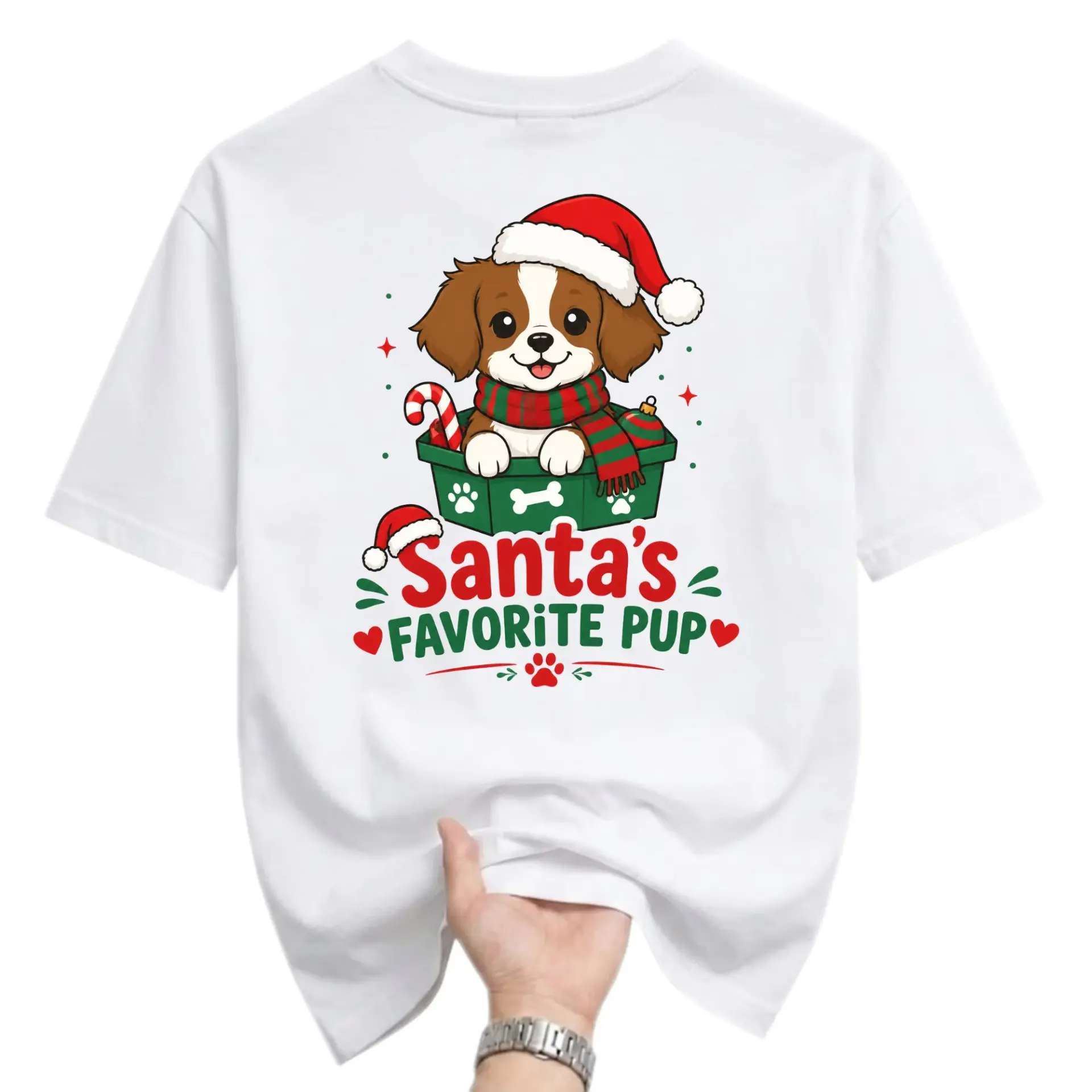 Funny Shirt Santa Favorite Pup Holiday Graphic Tee for Dog Lovers Casual