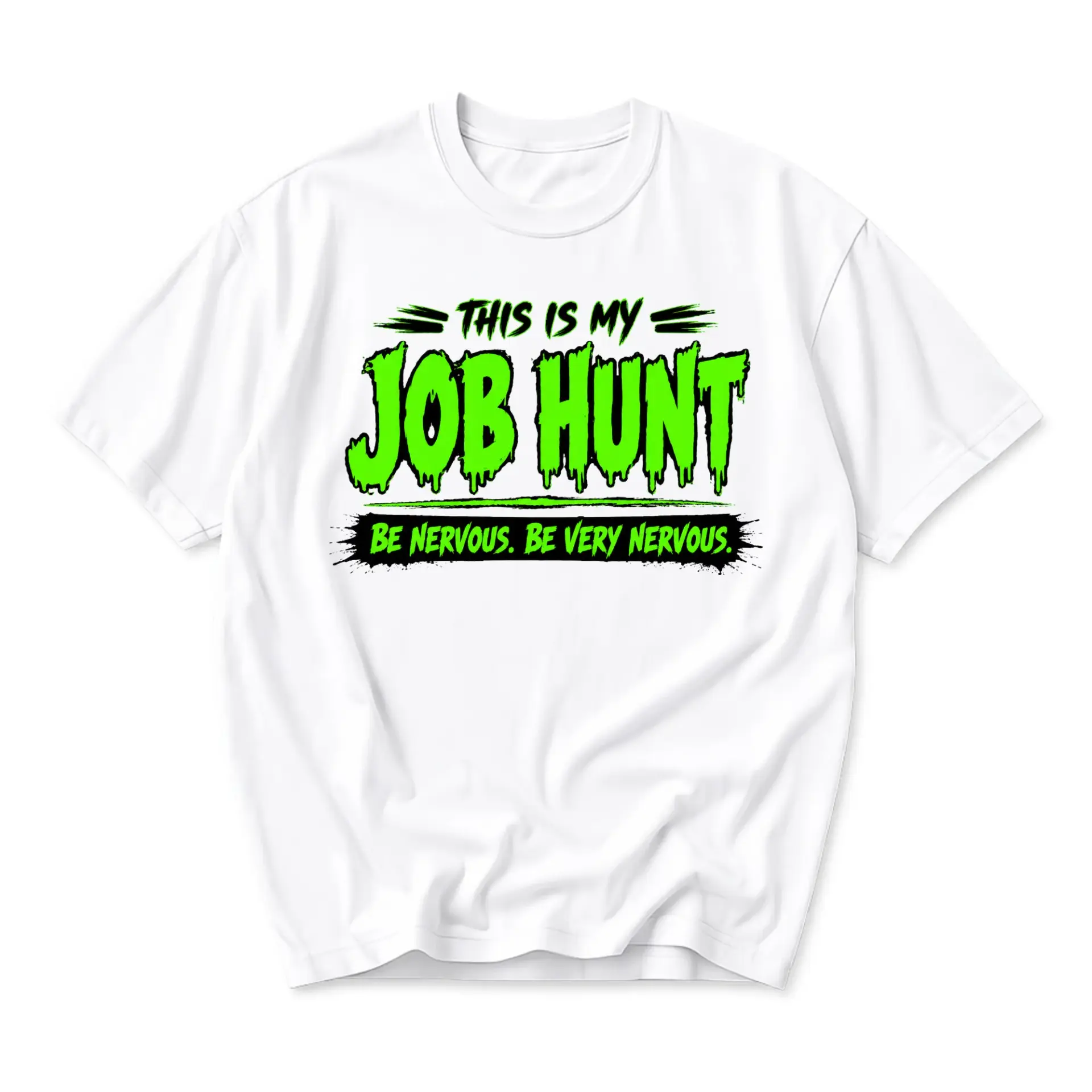 Funny Shirt This Is My Job Hunt Graphic Tee Unisex Casual Crew Neck Comfortable Cotton Blend Short Sleeve Apparel White