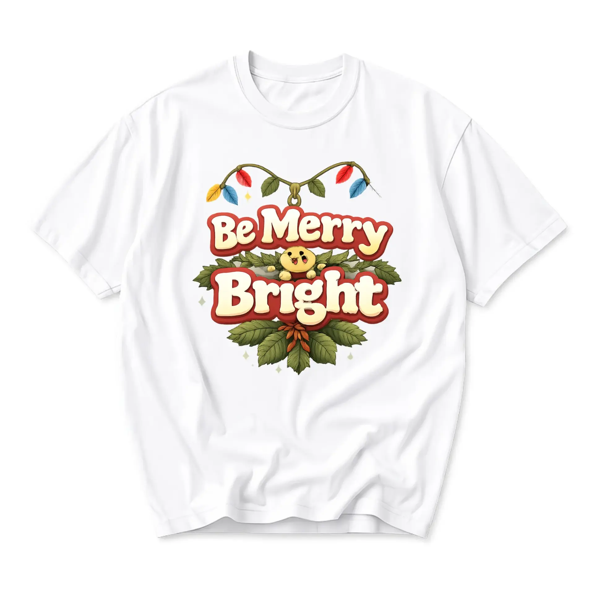 T-shirt Be Merry and Bright Graphic Tee Christmas Holiday Season Apparel
