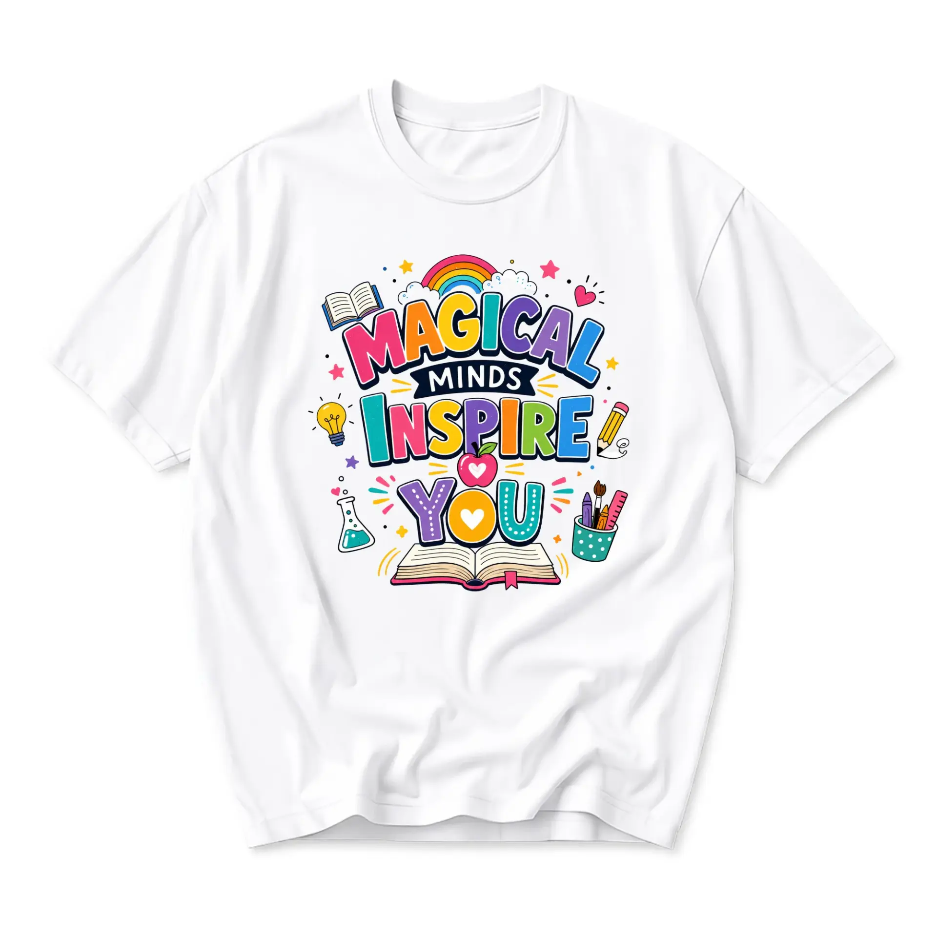 Graphic Tee Magical Minds Inspire You Unisex Crew Neck Short Sleeve Shirt for Casual Everyday Wear and Self Expression