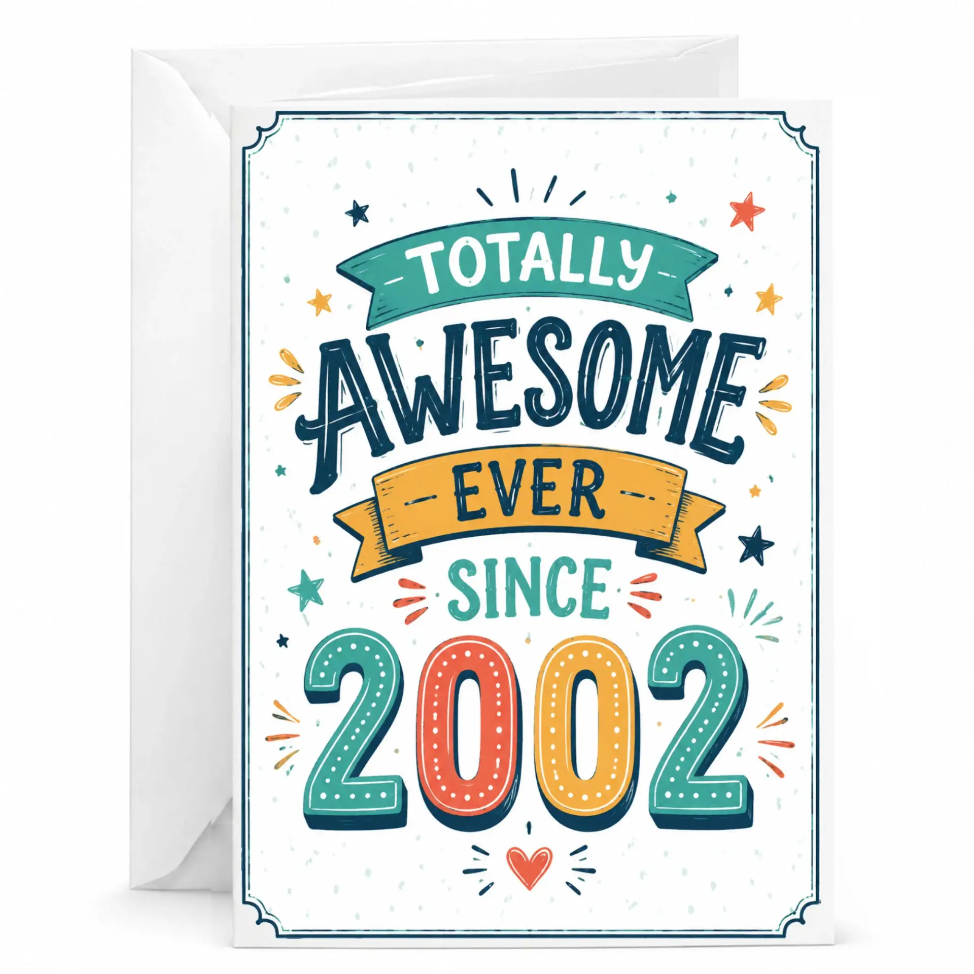 Birthday Card Totally Awesome Ever Since 2002 Retro Design Greeting Card for Milestone Celebration 5x7 Inch Folded