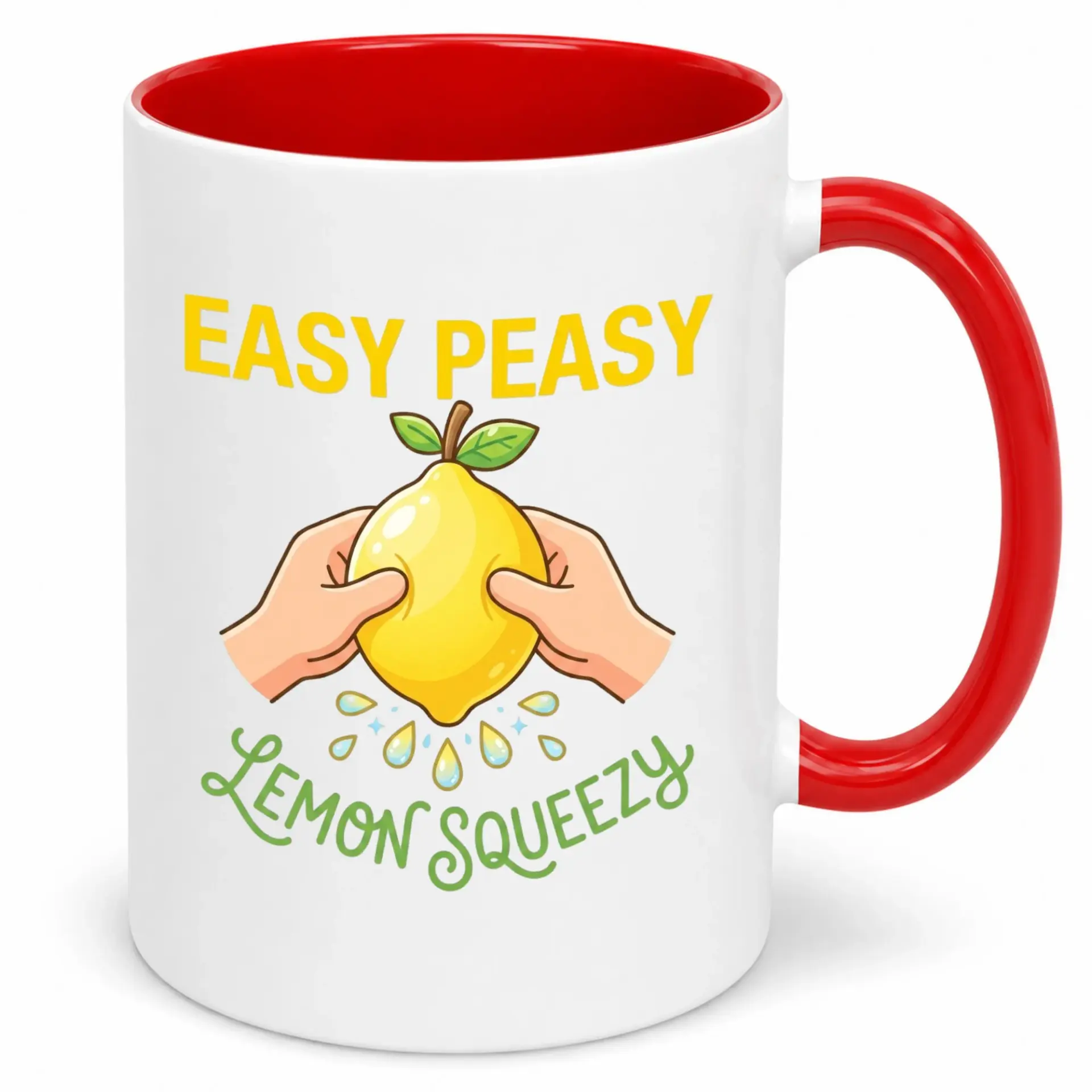 Funny Easy Peasy Lemon Squeezy Ceramic Coffee Mug with Humorous Citrus Quote Design, Novelty Drinkware for Home Kitchen Office