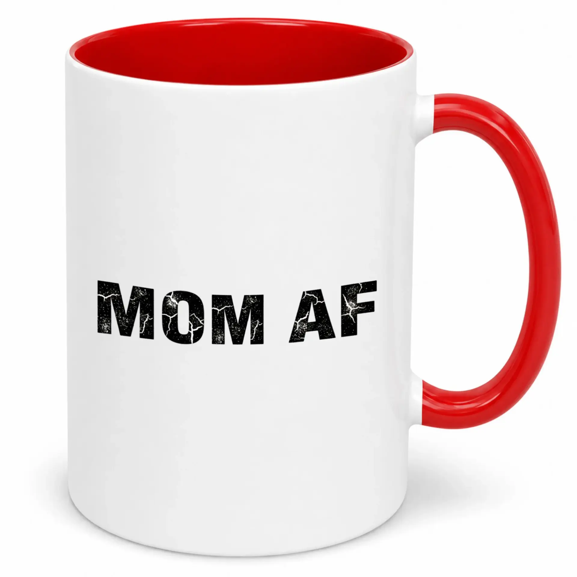 Funny Mom Ceramic Coffee Mug with Red Handle Humorous Motherhood Sarcasm Design for Women 11 Oz or 15 Oz Novelty Tea Cup Gift