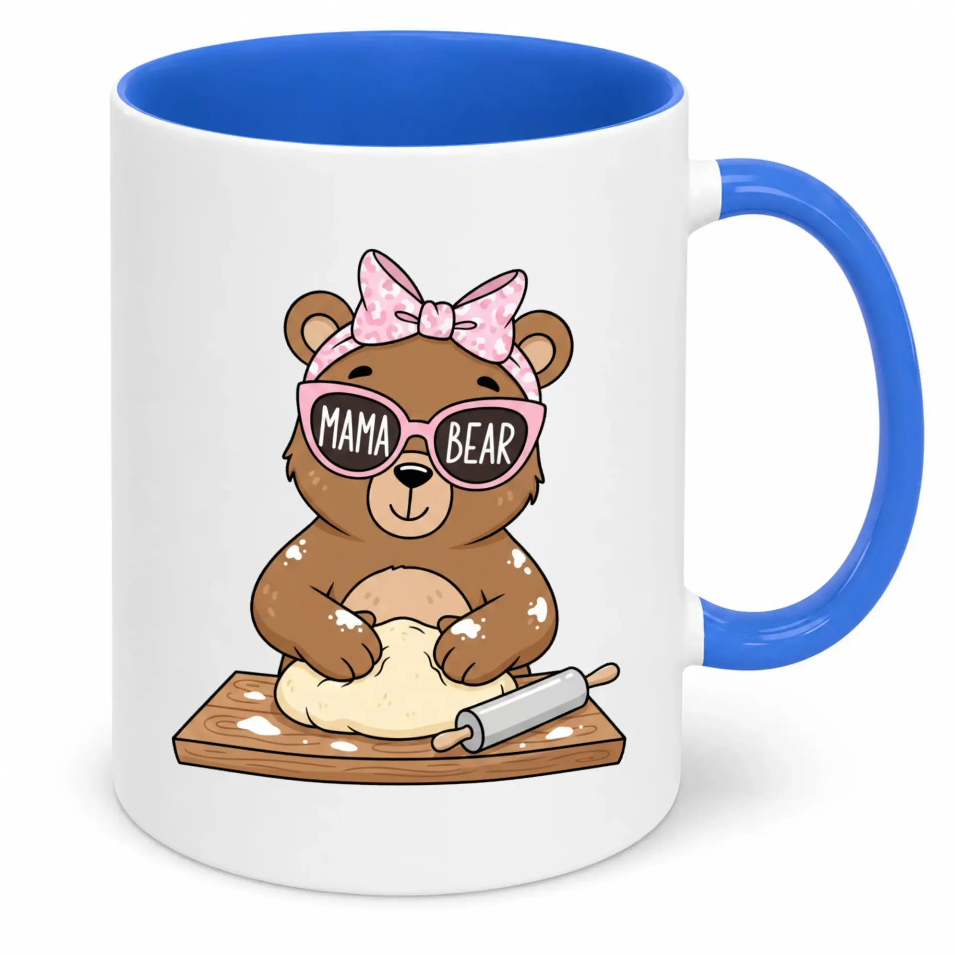 Funny Mama Bear Baking Coffee Mug with Cute Cartoon Animal Design White Ceramic Tea Cup for Home or Office Kitchen Use Great Gift Idea
