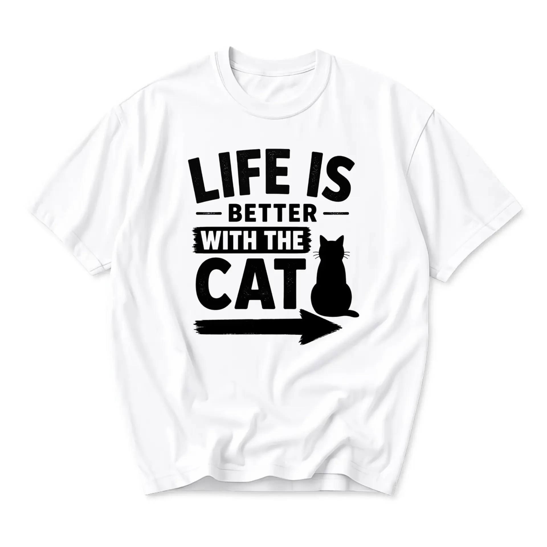 Funny Shirt Life Is Better with the Cat Unisex Graphic Printed T-Shirt Casual Everyday Apparel for Animal Lovers