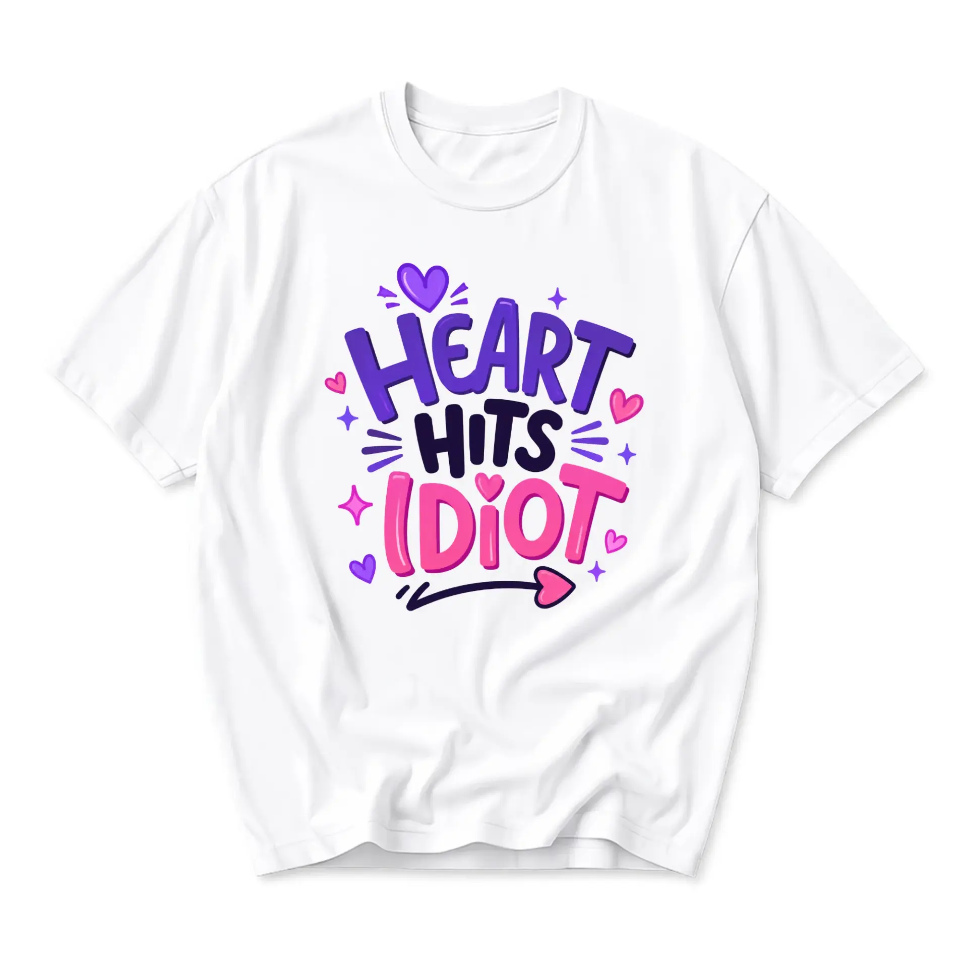 Funny Shirt Heart Hits Idiot Graphic Tee Unisex Casual Wear Humorous Statement Cotton Blend Crew Neck Short Sleeve
