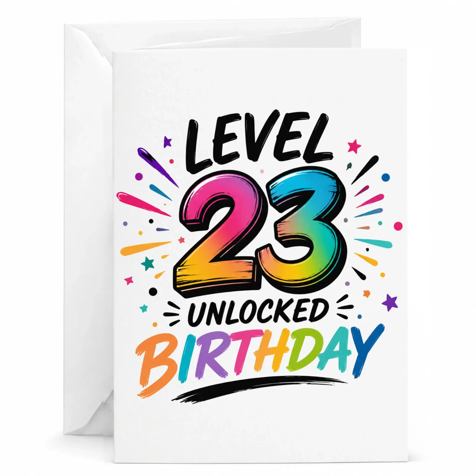 Birthday Card Level 23 Unlocked Funny Gaming Themed Greeting Card for Twenty Third Birthday Celebration with Envelope