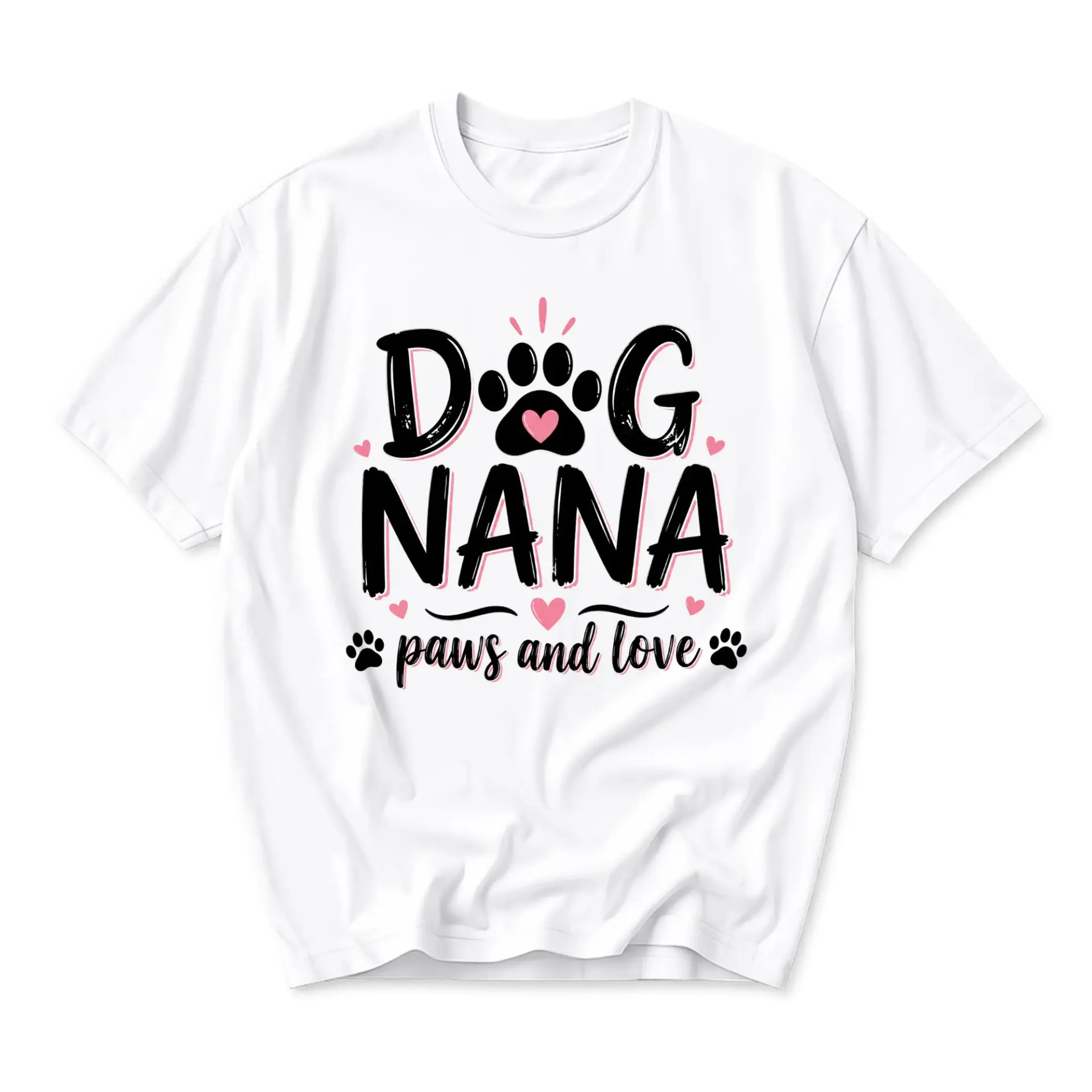 Dog Nana T-Shirt Paws and Love Graphic Tee Cute Canine Themed Apparel for Everyday Casual Wear Self Expression